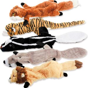 Dog Squeak Toys, No Stuffing Plush Dogs Chew Toy Bundle for Small Medium Large Breed Chewer Tough Durable Squeaky Pet Fetch Puppy Teething Chewing Interactive to Keep Them Busy Best Birthday Gift