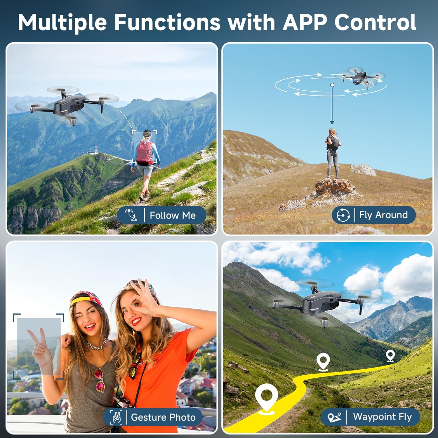 GPS Drone with 4K Camera for Adults, Foldable RC Quadcopter with 1312ft Range Video Transmission, 48 Mins Flight Time, Auto Return, Follow Me, Circle Fly, Waypoint Fly, Gesture Control - Image 4