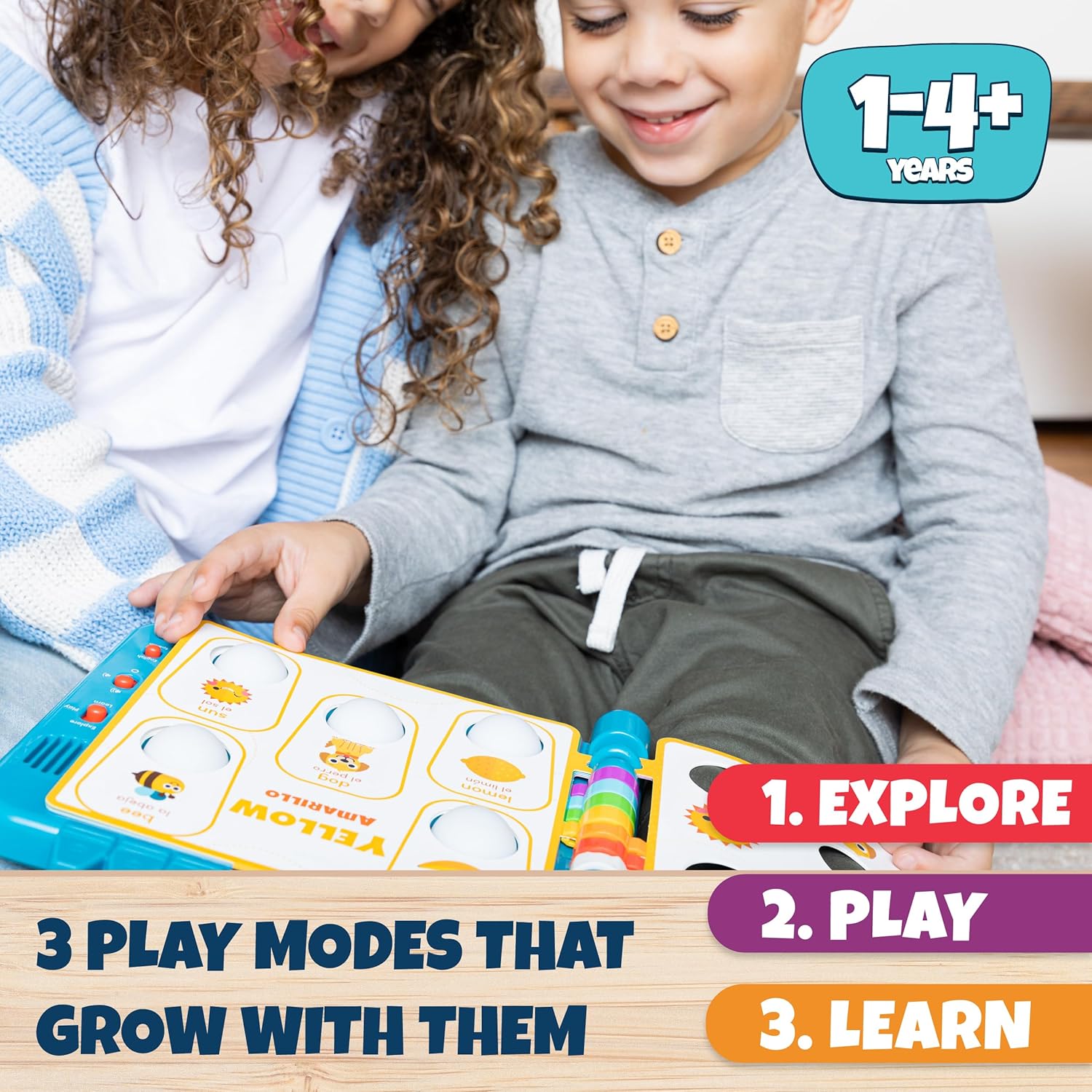 Chuckle & Roar Pop It! Book: Colors – Interactive Sensory Learning Book with Bilingual English & Spanish Play, Grow-with-Me Modes, Quiet Mode, Color Learning Toy for Toddlers Ages 1–4+ - Image 3