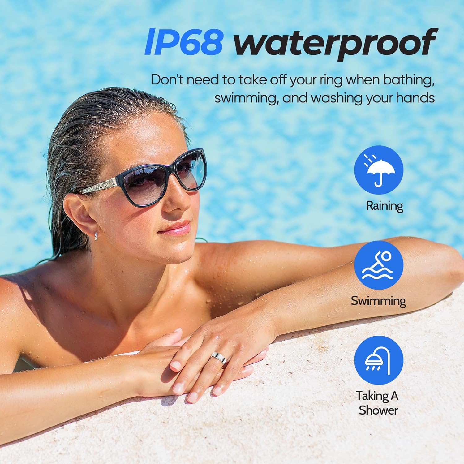 Smart Ring Health Tracker - IP68 Water Resistance, Sleep & Exercise Monitoring, iOS & Android Compatible, Long Lasting Battery Life, No Subscription Required, Unisex for Women & Men (Black, 10) - Image 4