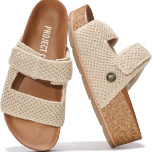 Project Cloud 100% Genuine Leather Platform Sandals Women Footwear-Beach Essentials Summer Wedges with Plush and Soft Insole-Non Slip & Lightweight Wedge Sandals For Women 2026