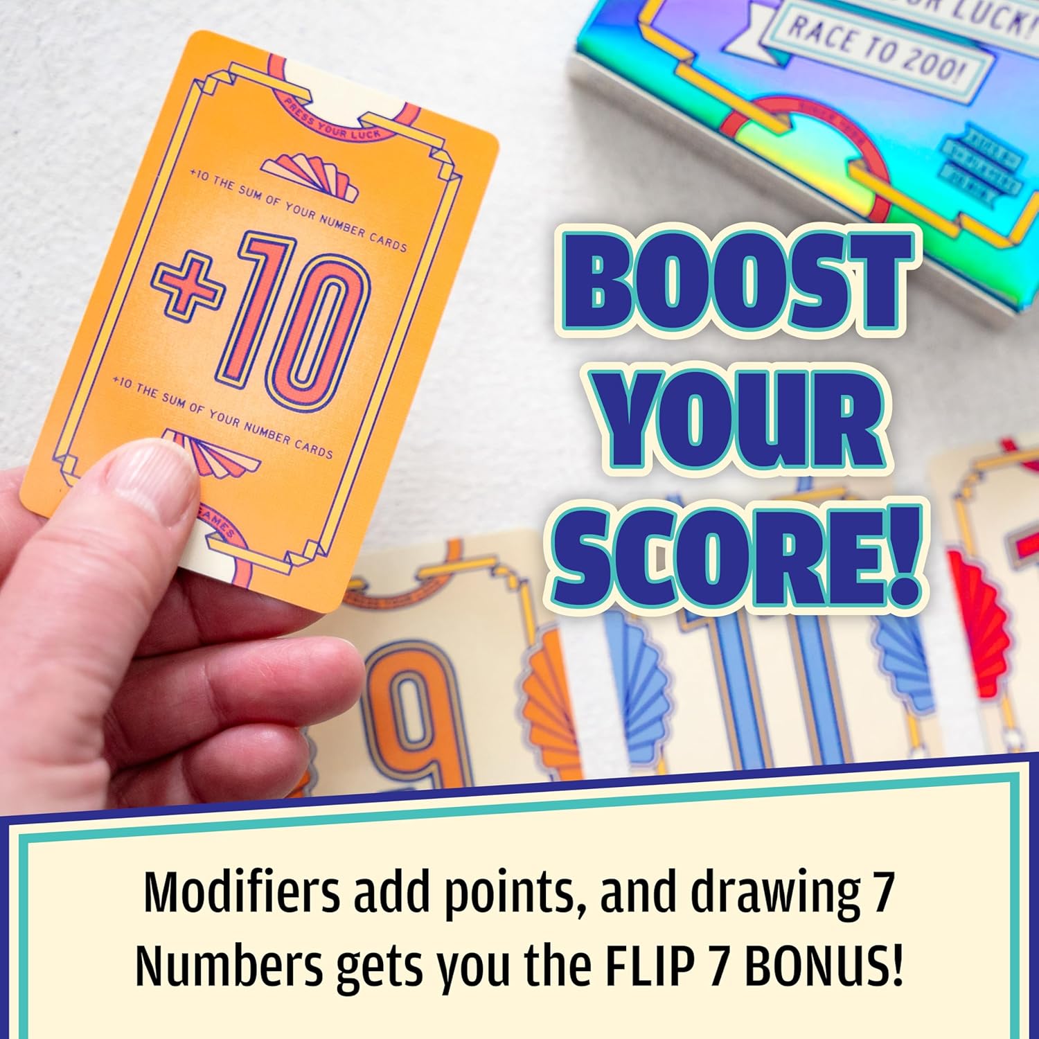 USAOPOLY Flip 7, The Ultimate Blend of Press Your Luck & Strategy, Fast-Paced Addictive Card Game,Quick to Learn & Easy to Teach,Perfect for Game Nights, 3+ Players, Ages 8 & Up, 20 Minutes Play Time - Image 7