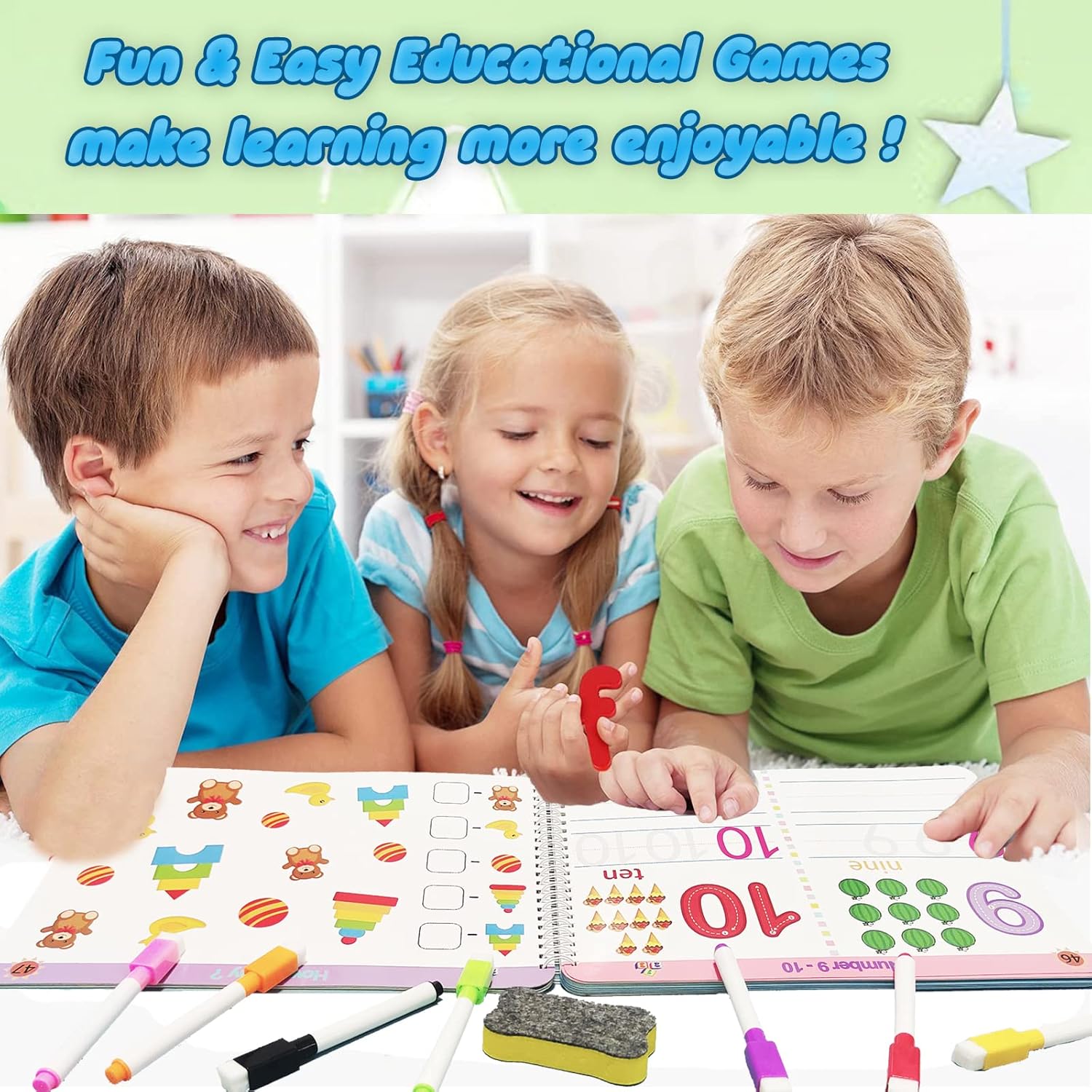 ALIANFLY Preschool Learning Activities Educational Workbook - Toddler Prek Montessori Handwriting Practice Activity Tracing Toys Busy Book for Kids, Autism Learning Materials and ABC Learning Book - Image 6