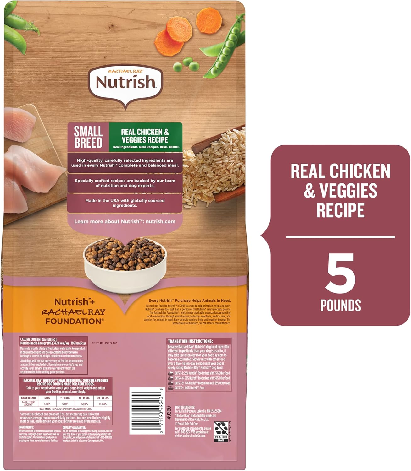 Nutrish Rachael Ray Dry Dog Food Small Breed Real Chicken & Veggies Recipe, 5 lb. Bag - Image 3