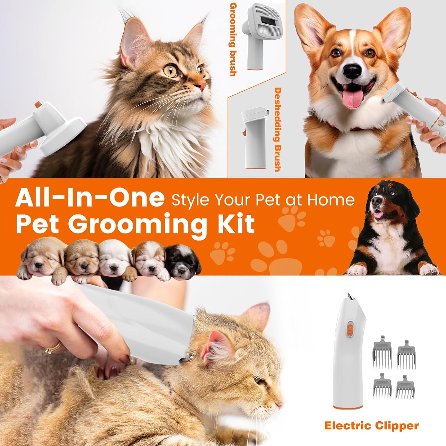 ubrobo Dog Grooming Vacuum, Dog Grooming Kit with Pet Clippers, 12,000Pa Pet Hair Vacuum for Dogs, Low Noise Home Cleaning Tool in 1, PG10 - Image 3