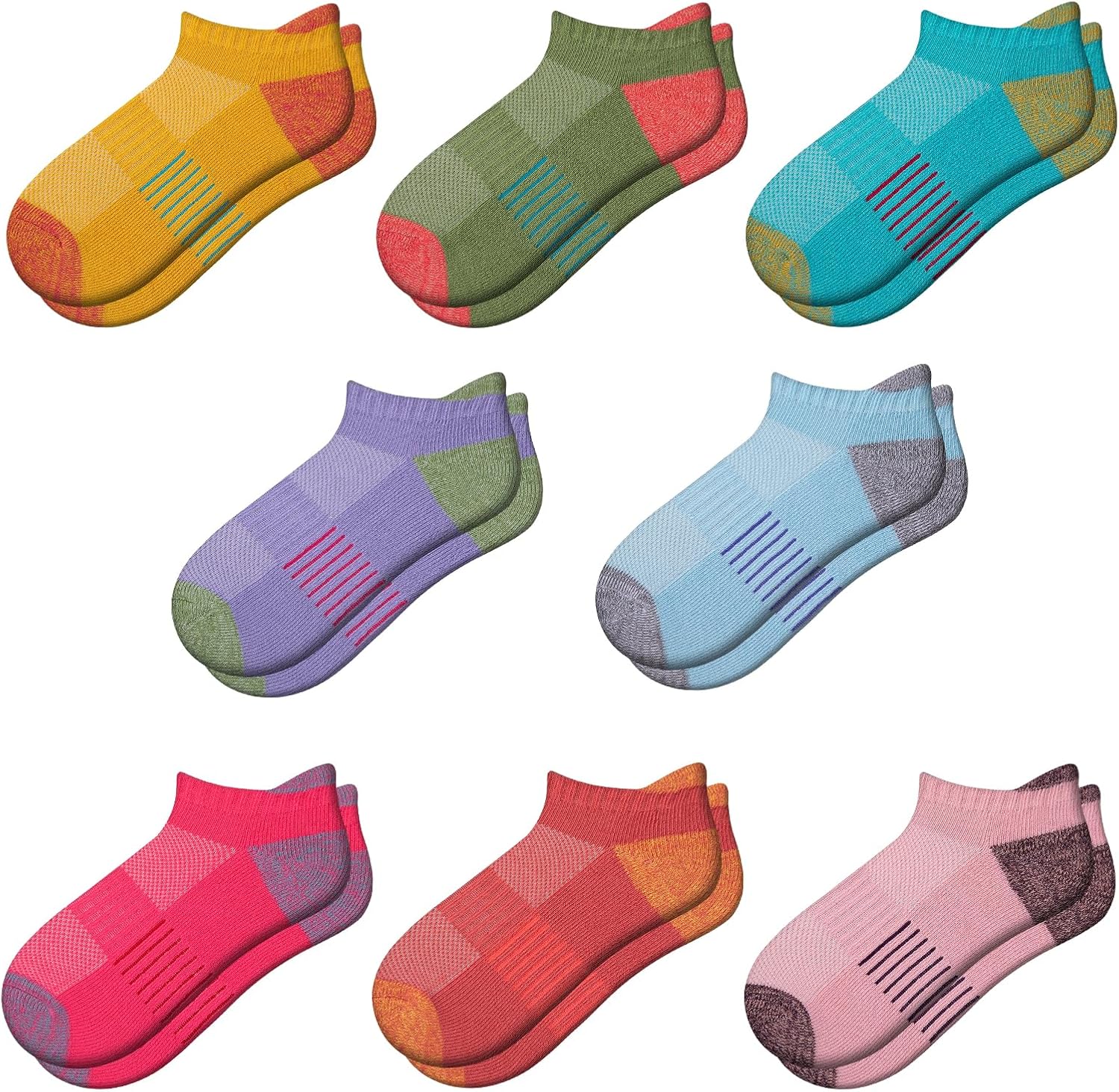 Comfoex Girls Socks Ankle Athletic Socks For Kids 4-6 6-8 8-10 Years Old Short Socks With Cushioned Sole 8 Pairs - Image 7