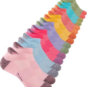 Comfoex Girls Socks Ankle Athletic Socks For Kids 4-6 6-8 8-10 Years Old Short Socks With Cushioned Sole 8 Pairs
