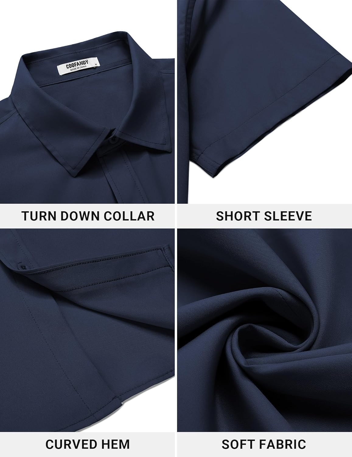 COOFANDY Men's Button Down Shirt Short Sleeve Dress Shirt Casual Beach Summer Wedding Shirt - Image 5