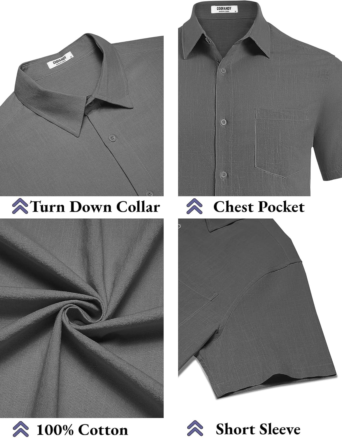 COOFANDY Men's Button Down Short Sleeve Shirt Casual Cotton Summer Beach Linen Wedding Shirts with Pocket - Image 5