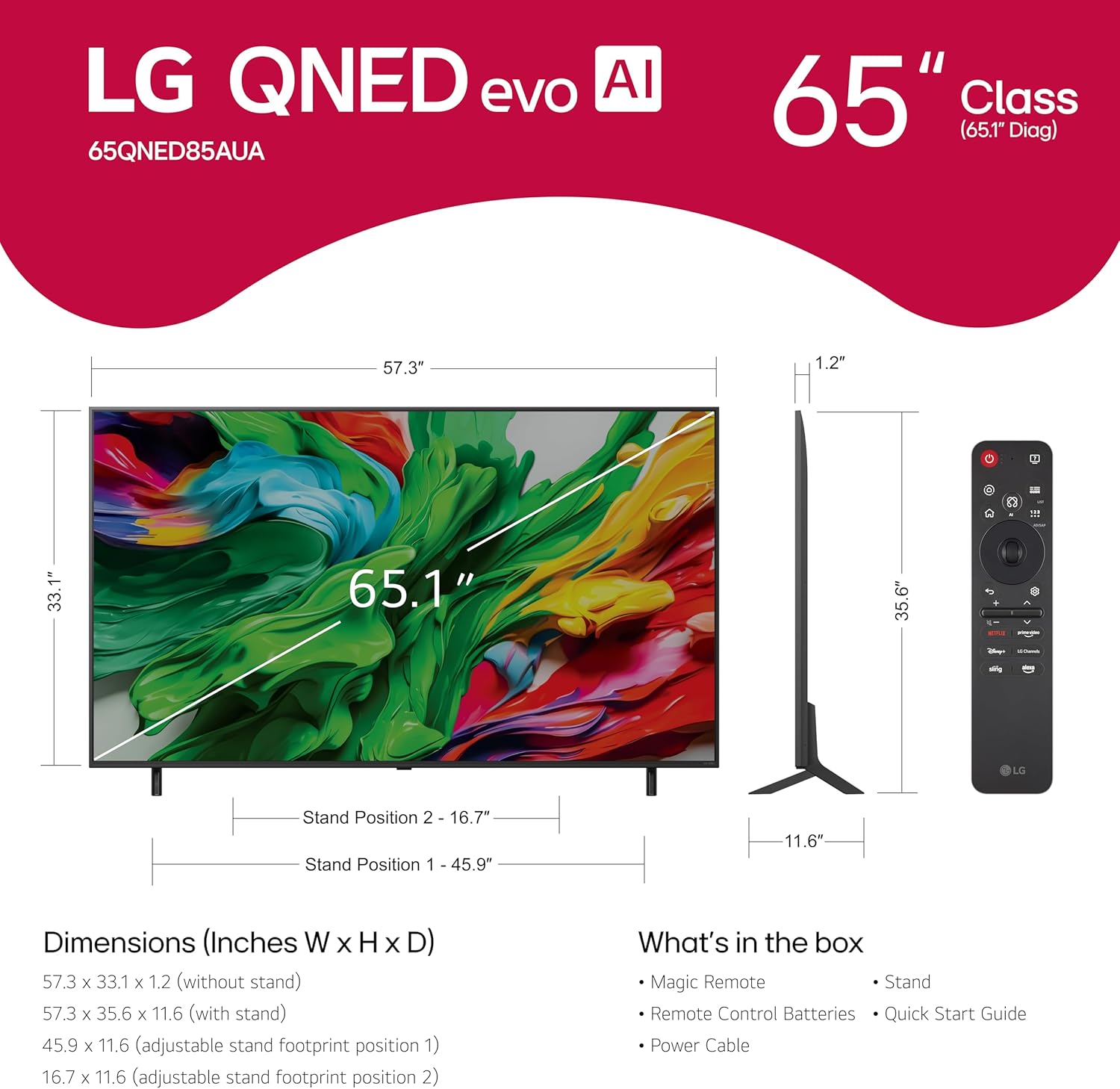 LG 65-Inch Class QNED evo AI QNED85A Series Mini LED 4K Smart TV w/AI Picture, AI Sound, HDR10, AI Super Upscaling 4K, Filmmaker Mode, Wow Orchestra, Alexa Built-in (65QNED85AUA, 2025) - Image 2