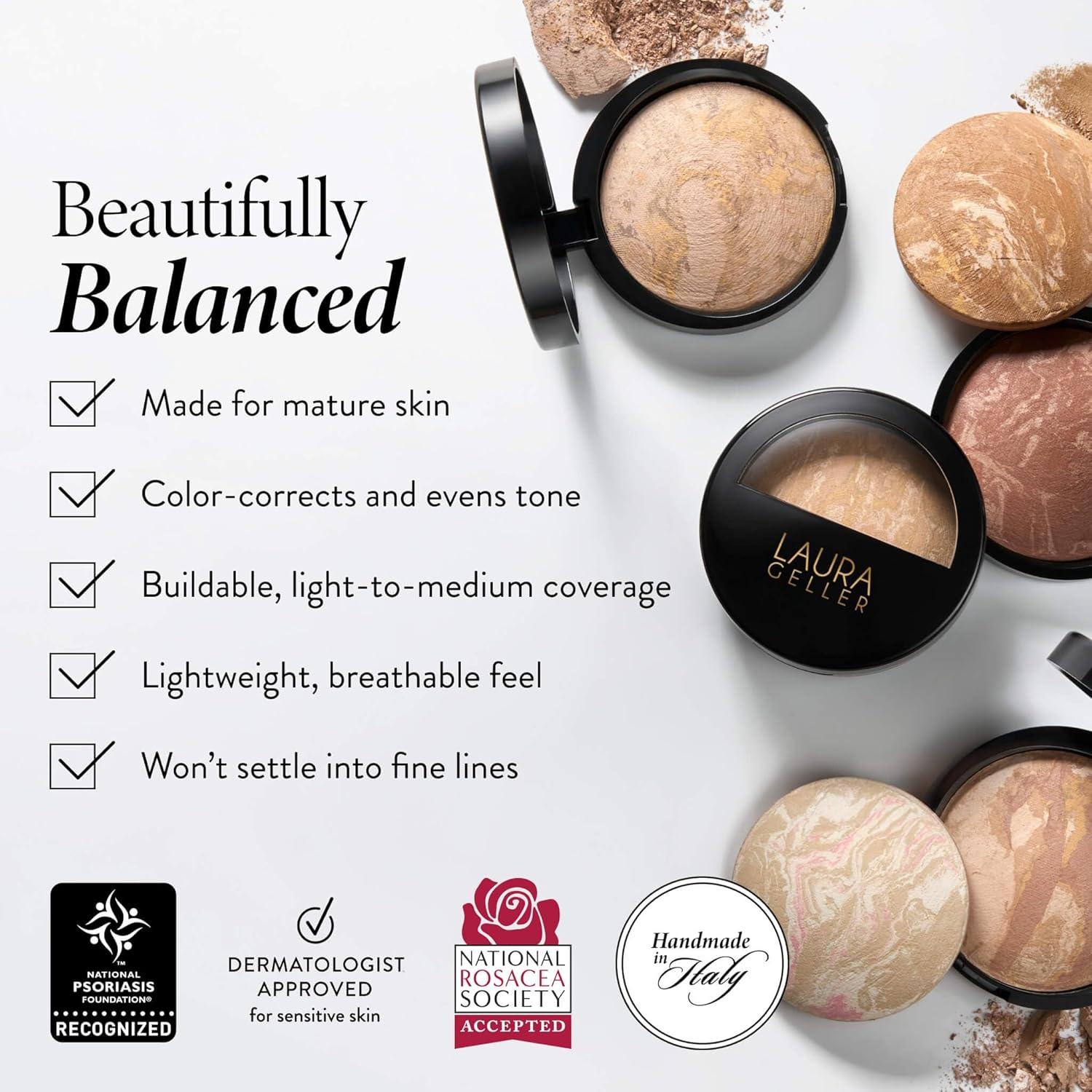 LAURA GELLER NEW YORK Award-Winning Baked Balance-n-Brighten Color Correcting Powder Foundation - Fair - Buildable Light to Medium Coverage - Demi-Matte Natural Finish - Image 5