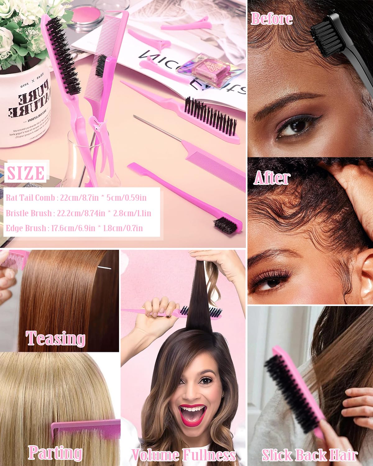 Hair Wax Stick & Slick Back Hair Brush – Frizz Control for Women & Kids, Non-Greasy & No Residue – Smooths Flyaways, Creates Sleek Ponytails & Buns – Styling Accessories & Teen Girl Gifts Trendy Stuff - Image 5