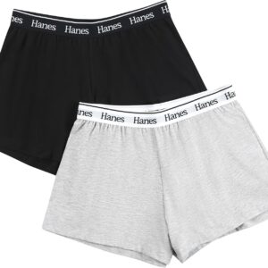 Hanes Womens Originals Pajama Shorts Pack, 2-Pack, Comfywear Pajamas for Women Set, Loungewear Clothing, Sleep Shorts