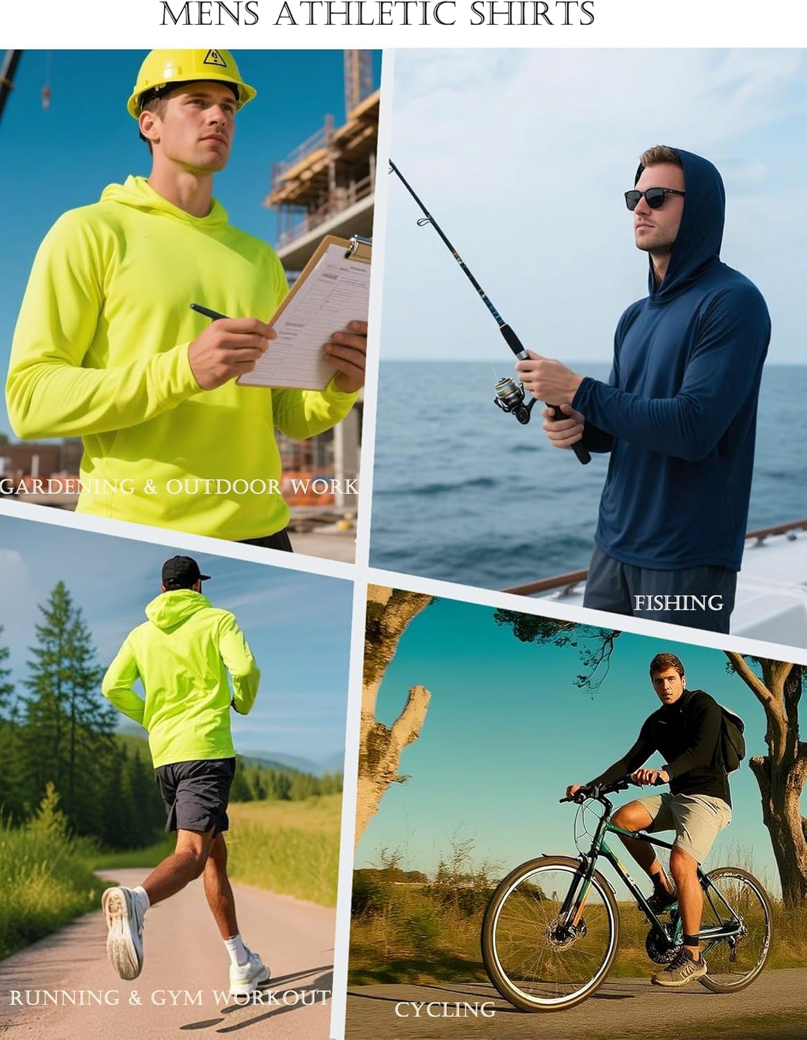 5 Pack Sun Protection Hoodie for Men UV Long Sleeve Shirts Quick Dry Lightweight Work Athletic Rash Guards - Image 6