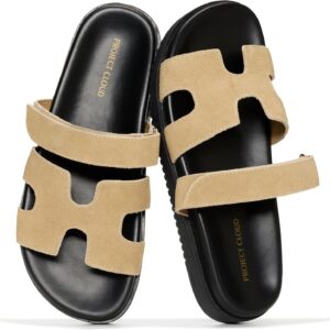 Project Cloud 100% Genuine Leather Sandals for Women Footwear – Stylish Womens Sandals with Plush & Soft Insole – Non-Slip and Water-Resistant Beach Sandals Slides for Women (Mayvy)