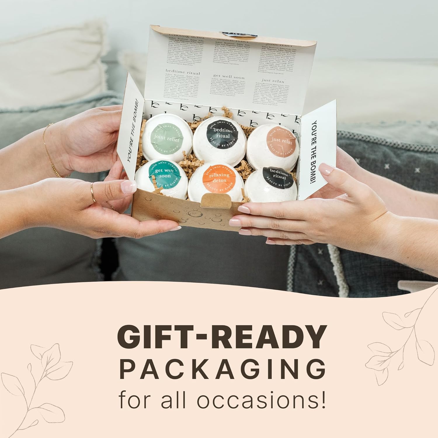 Bath Bombs Gift Set - USA Made with Organic & Natural Ingredients, Mothers Day Gifts for Mom & Wife, Relaxing Spa Gifts for Women & Men - Image 6