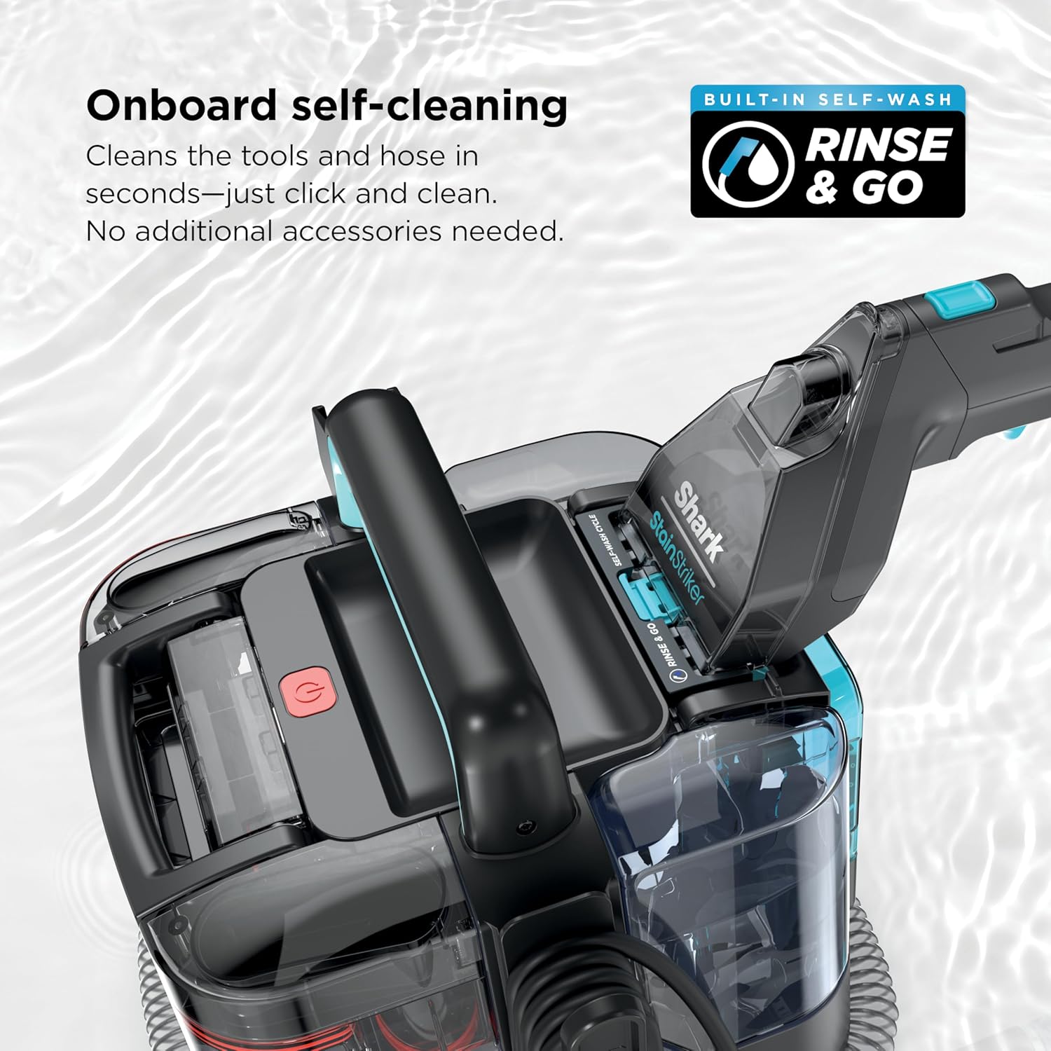 Shark StainStriker Portable Carpet & Upholstery Cleaner with On-Board Self-Cleaning, Spot, Stain, & Odor Eliminator, Includes 2 Cleaning Tools, 2 Cleaning Solutions, Charcoal, PX221BRN - Image 4