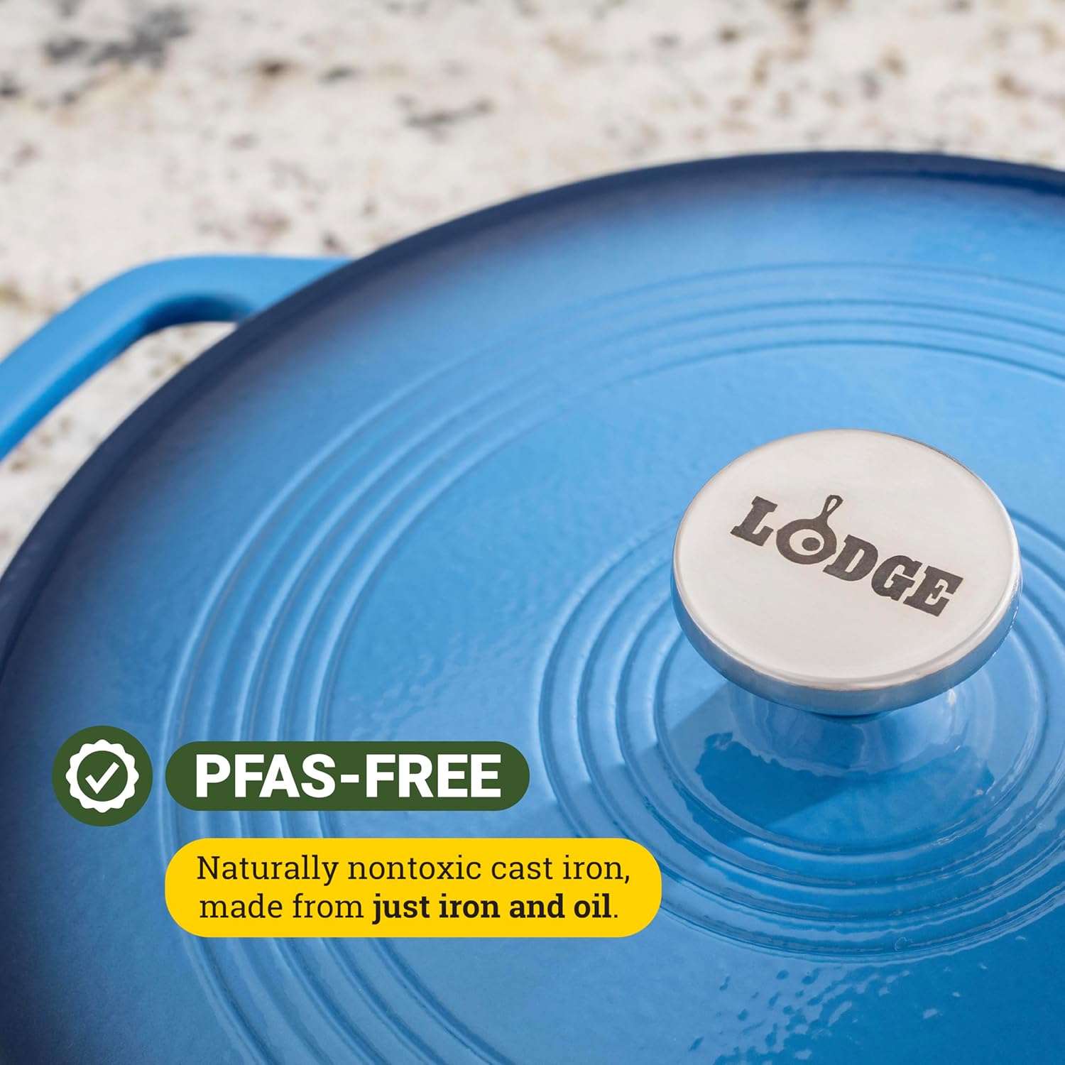 Lodge Essential Enamel Braiser - Refrigerator- & Oven-Safe up to 500° F - Heat-Retaining, Induction-Safe & PFAS-Free Enamel Cookware - 3.5 Quart, Caribbean Blue - Image 4