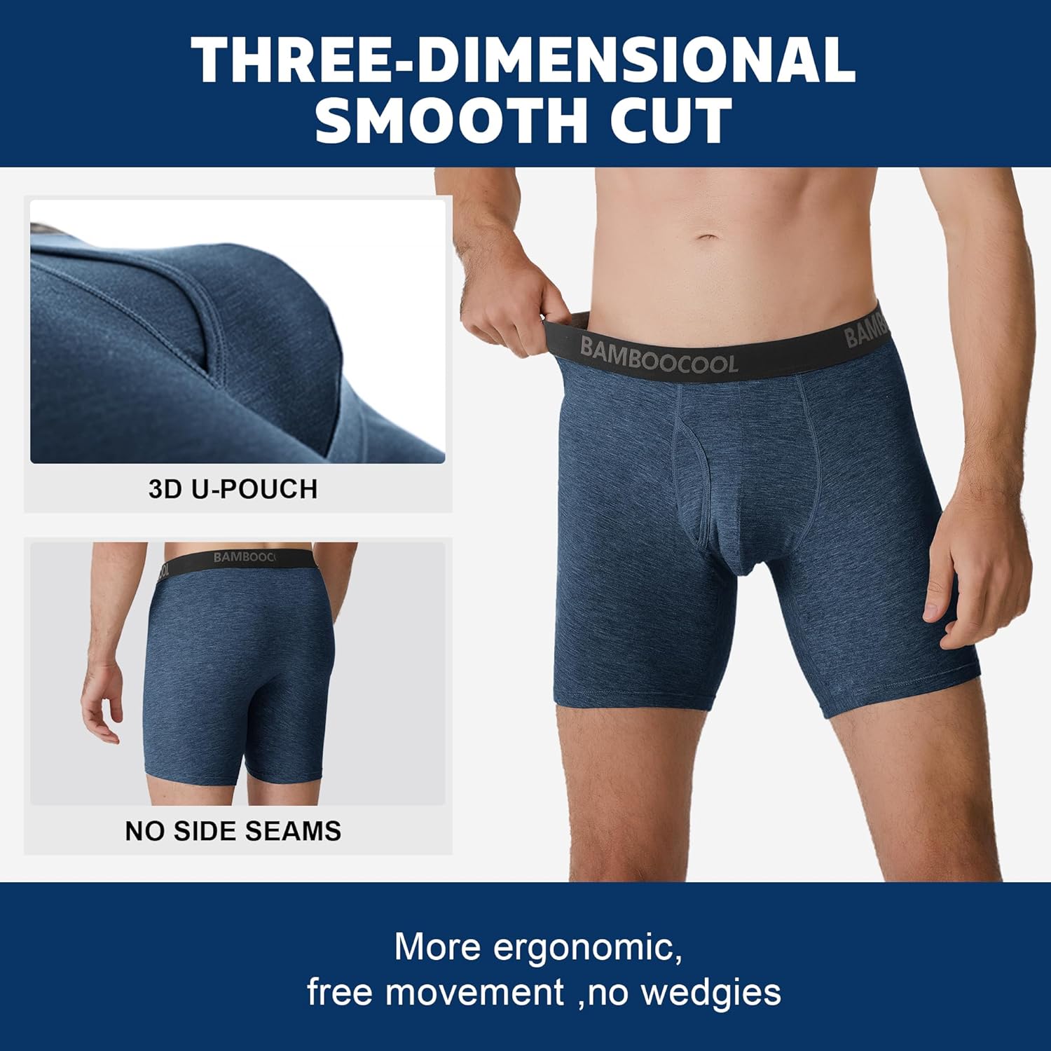 BAMBOO COOL Men's Underwear Breathable Boxer Briefs with Fly Moisture-Wicking Lightweight Underwear 7-Pack - Image 5
