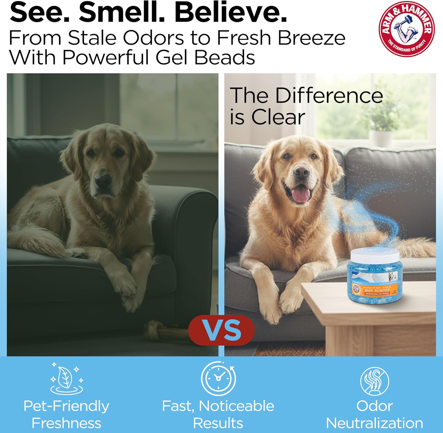 Arm & Hammer for Pets Air Care Pet Scents Deodorizing Gel Beads, Pet Odor Eliminator for Rooms Closets and Small Spaces with Long Lasting Odor Control, Fresh Breeze Scent, 12 oz - Image 6