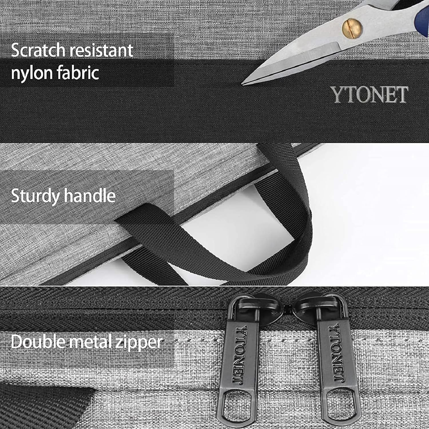 Ytonet Laptop Case, 15.6 inch TSA Laptop Sleeve Computer Bag Water Resistant Computer Case Carrying Cover Compatible for Lenovo, HP, Dell, Asus Notebook, Gifts for Men Women, Grey - Image 5