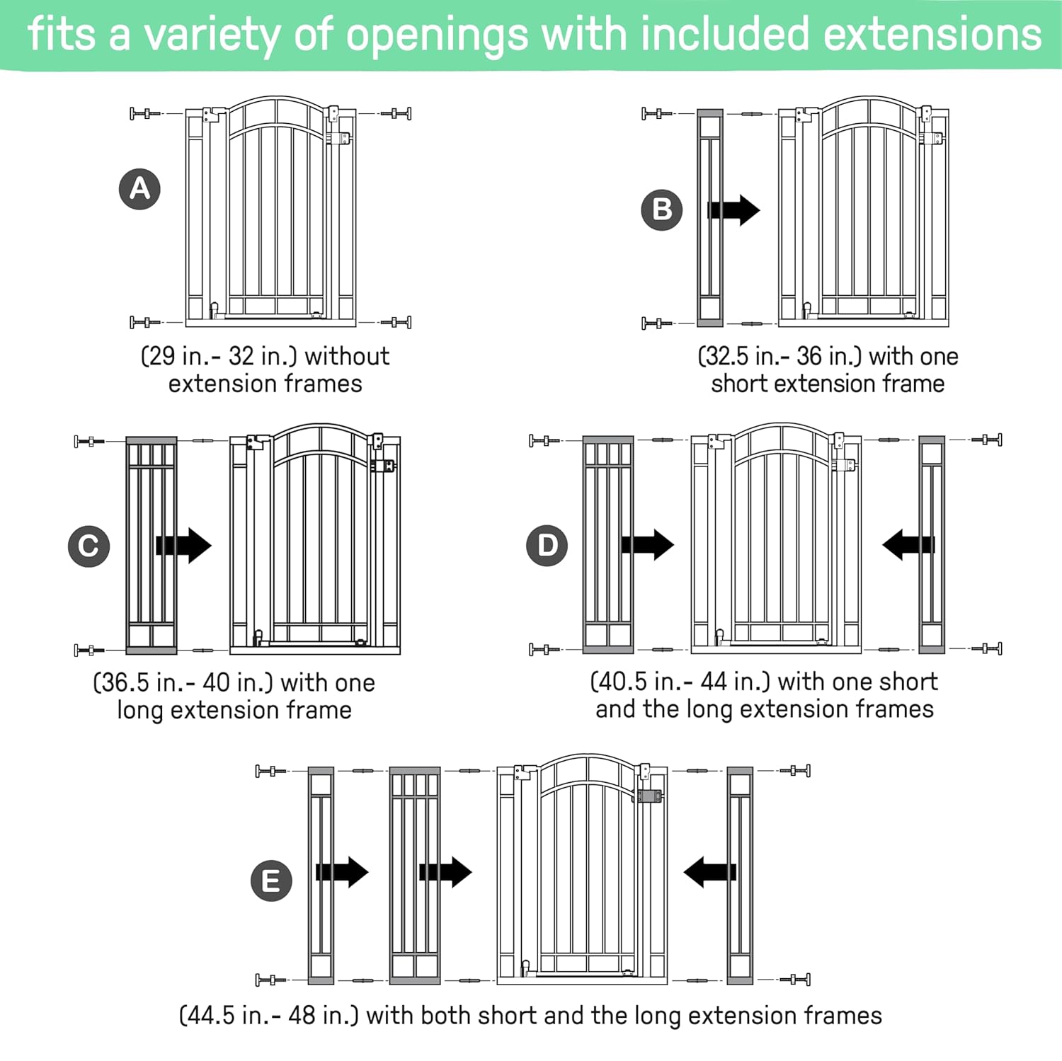 Ingenuity Decorative Extra Tall Baby Gate & Dog Gate, 28.5"-48" Wide, 36" Tall, Hardware or Pressure Mounted, Install on Top or Bottom of Stairs, Banister, or Doorway - White - Image 10