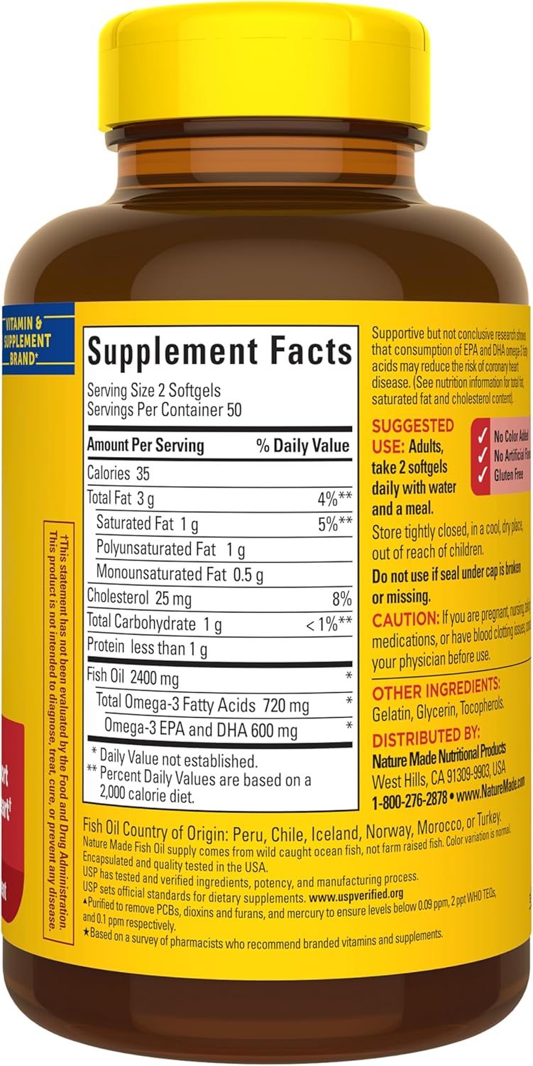 Fish Oil 1200mg, 100 Softgels, Fish Oil Omega 3 Supplement For Heart Health - Image 7