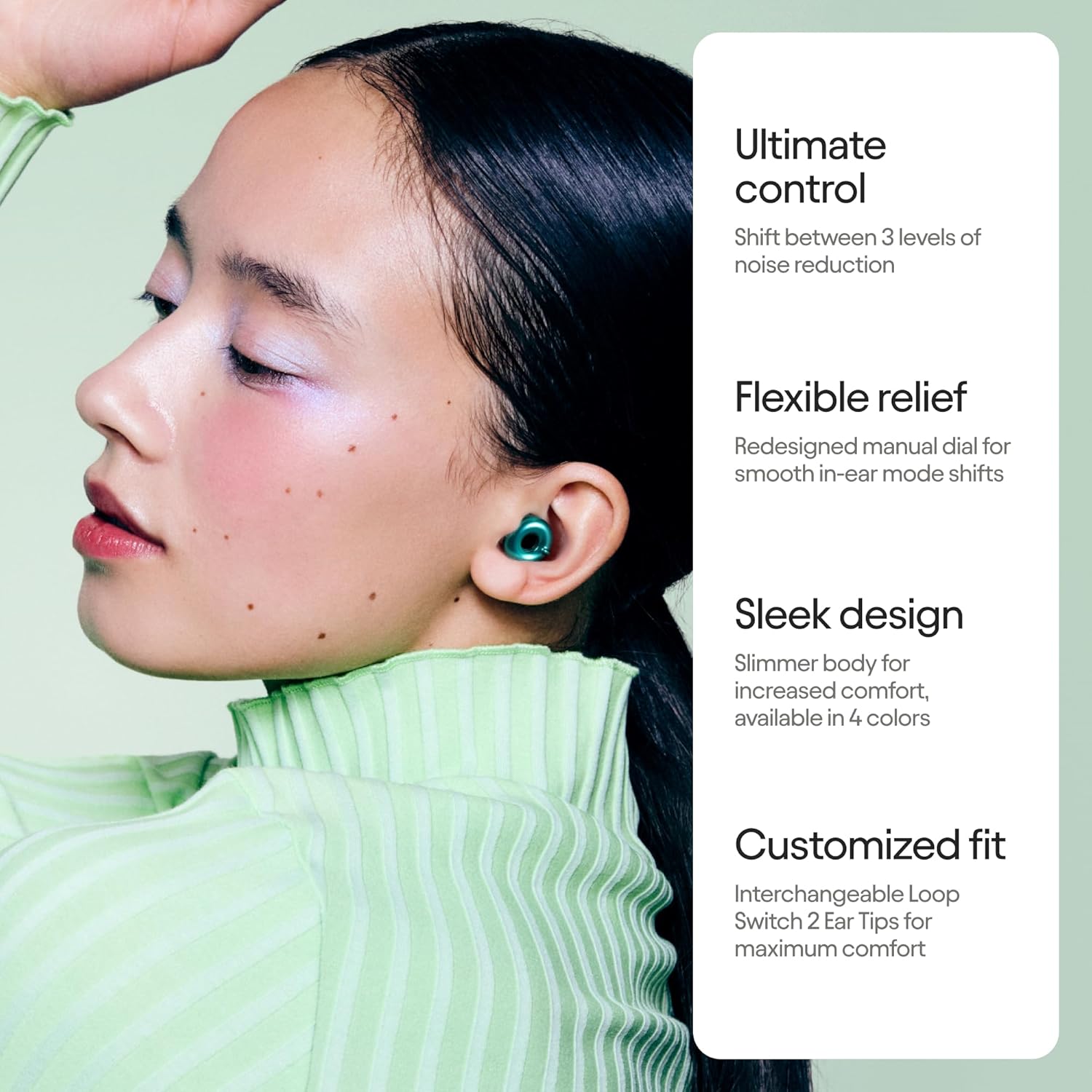 Loop Switch 2 Adjustable Ear Plugs 3 Relief Modes for Ultimate Control | Flexible Noise Reduction Earplugs for Focus, Travel, Socializing, Festivals & More | 20-26 dB (SNR) Noise Reduction - Image 2