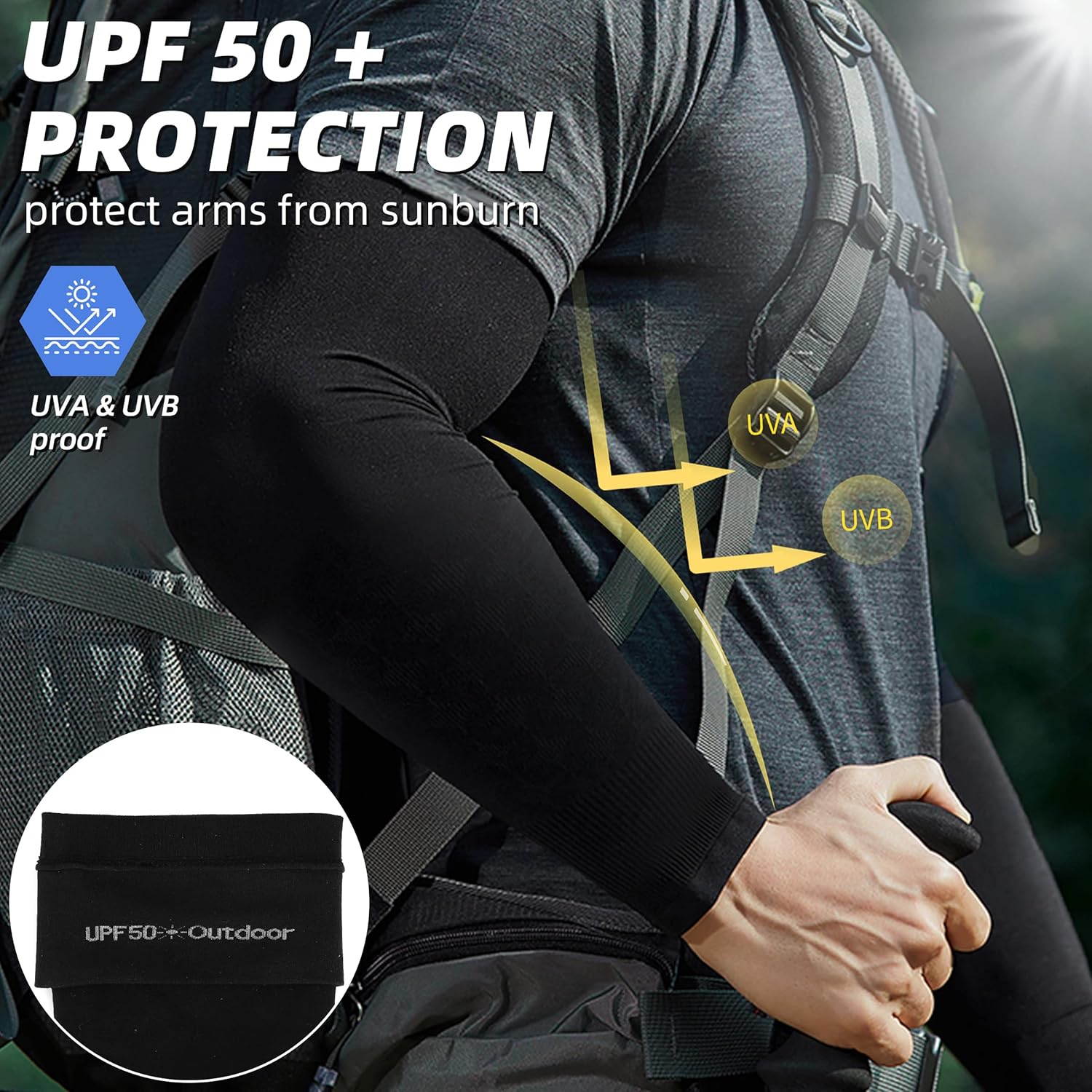 BHYTAKI UV Sun Protection Arm Sleeves, UPF 50 Sports Cooling Arm Compression Sleeves for Men Women Teenager - Image 2