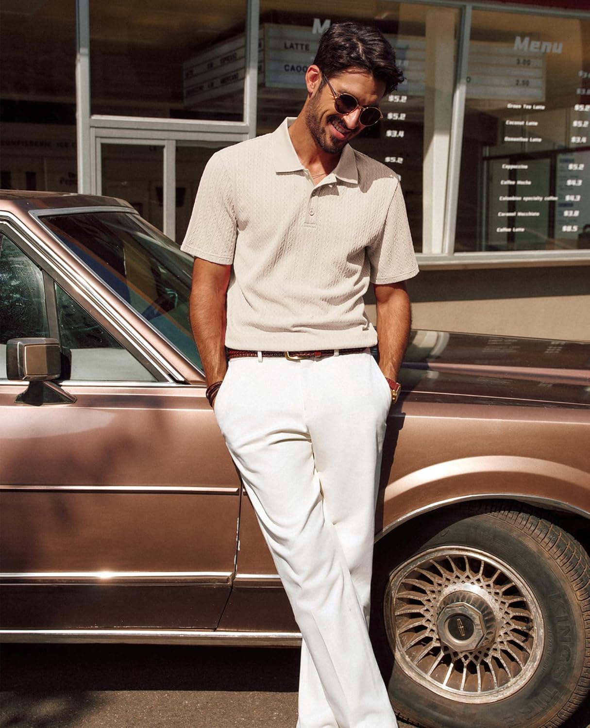 PJ PAUL JONES Men's Textured Short Sleeve Polo Shirt - Image 3