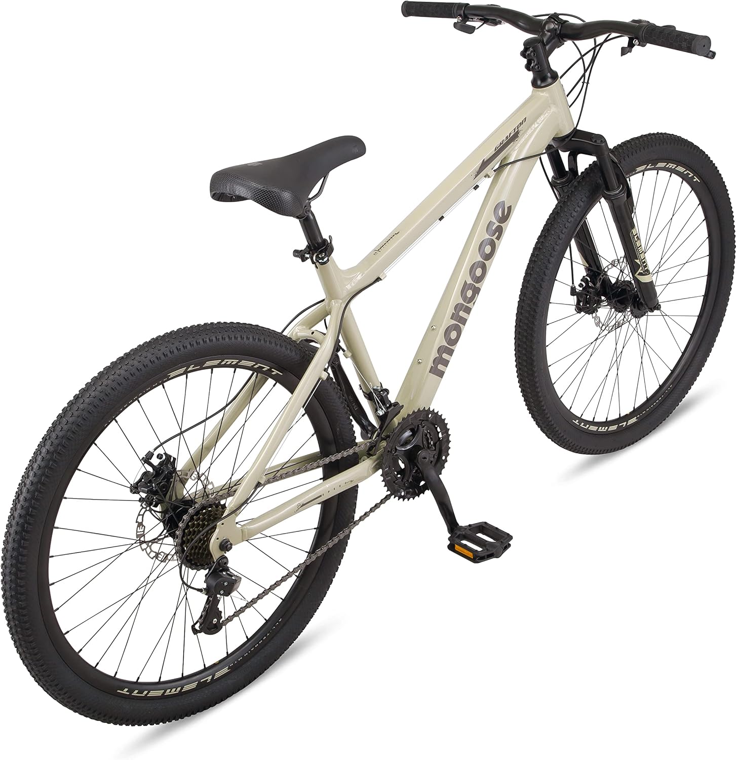 Mongoose Grafton Mountain Bike, 21 Speed, Aluminum Frame, Knobby Mountain Tires, Suspension Fork, Trigger Shifters, Mechanical Disc Brakes | Trigger Shifter, Aluminum Frame, Front Suspension - Image 3