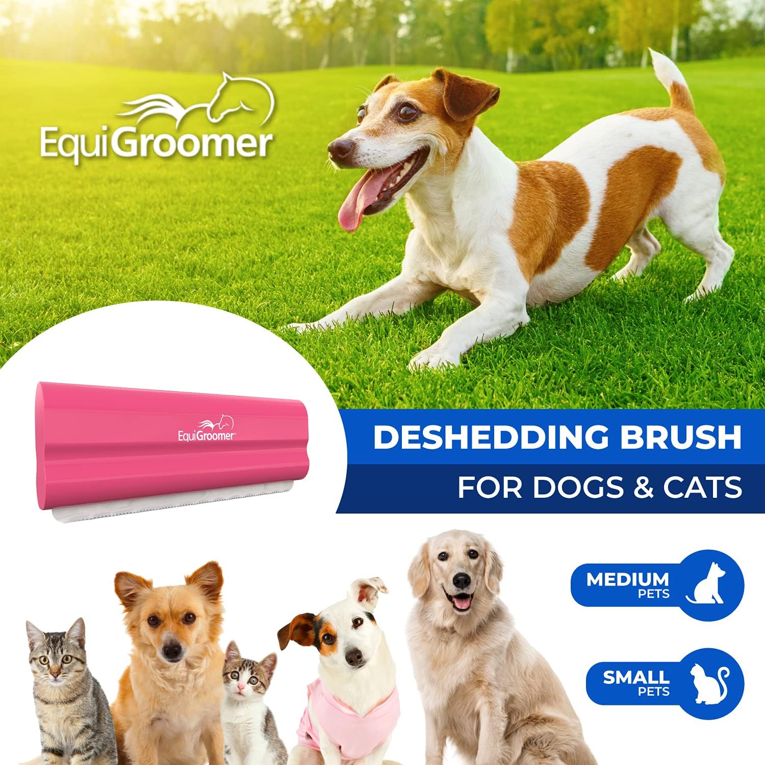 EasyGroomer Deshedding Brush for Dogs & Cats – Undercoat Grooming Tool for Short & Long Hair, Removes Loose Fur & Dirt, Reduces Shedding for Small & Large Pets, Pink - Image 2