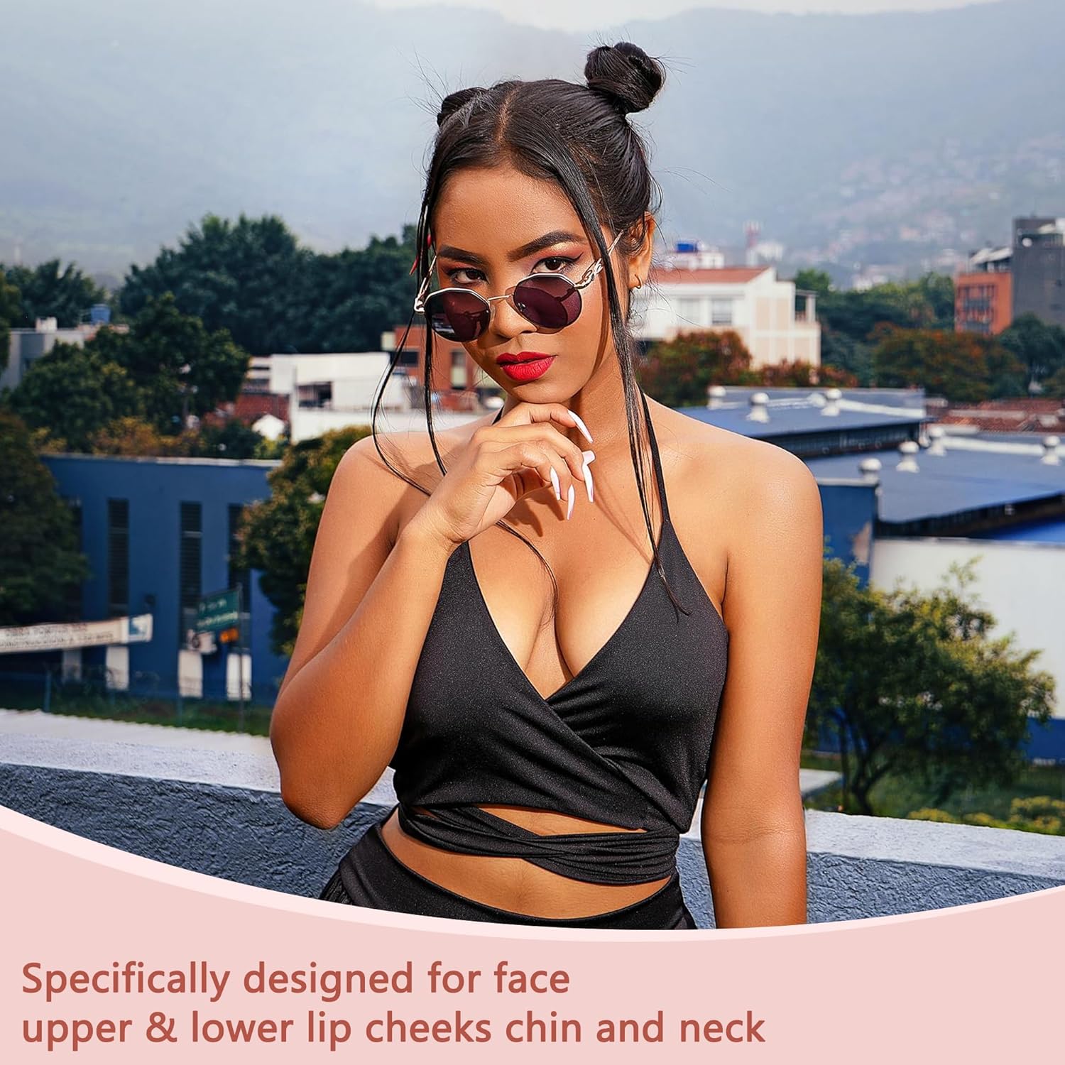 Facial Hair Remover for Women - as Seen on TV Painless Face Shaver - Electric Hair Removal Device for Face Lips Peach Fuzz with Light (White) - Image 5