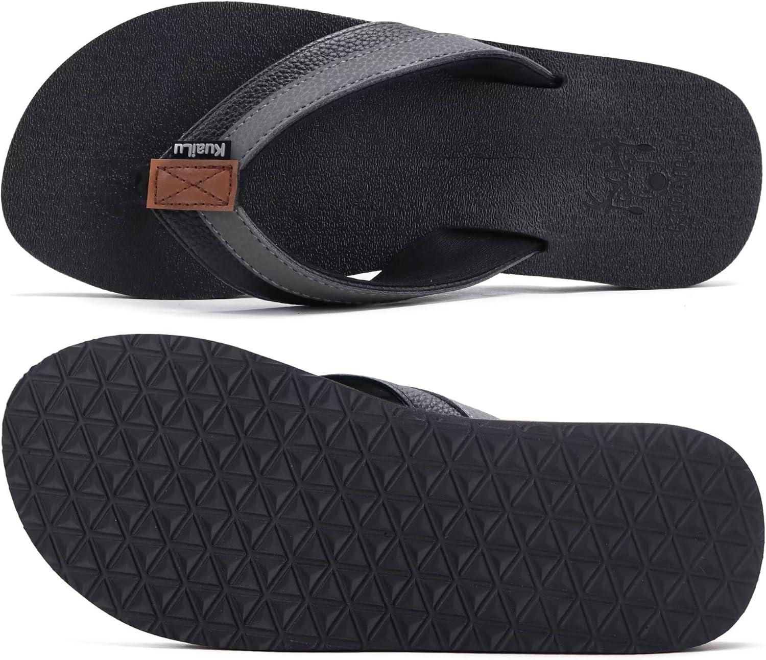 KuaiLu Men's Yoga Mat Leather Flip Flops with Arch Support Comfortable Cushion Walking Thong Sandals Slip On Indoor Outdoor - Image 10