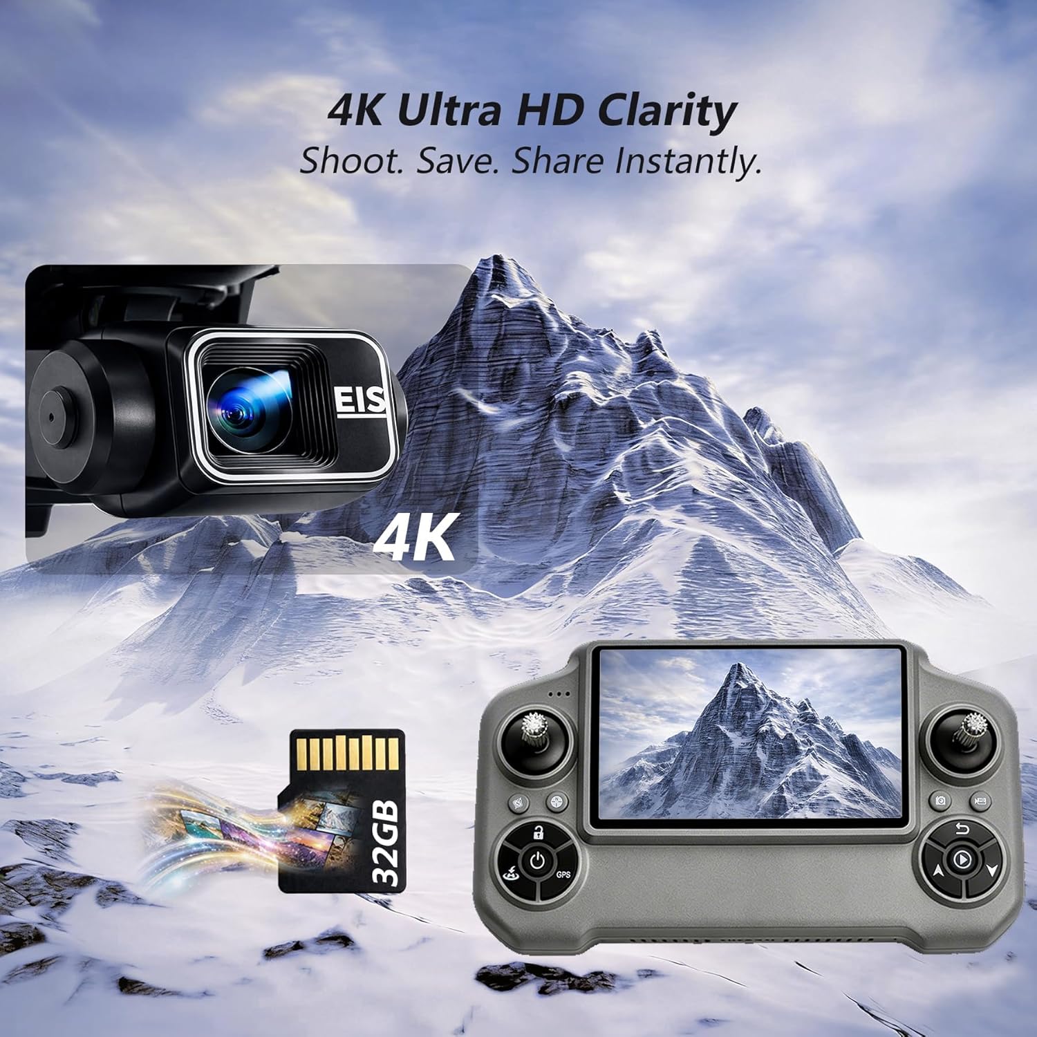 3-Axis Gimbal GPS Drone with 4K Camera YIKKEON Drone, 10000FT Range, 90Min Flight Time with 3 Batteries, 4.5" HD Screen Remote, Auto Return, Follow Me, Brushless Motor, 5G FPV, Foldable RC Quadcopter for Beginners - Under 249g - Image 4