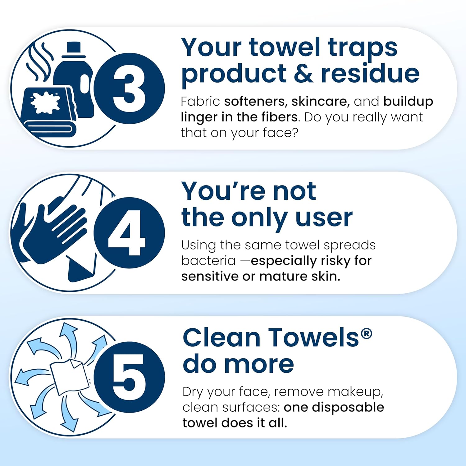 Clean Skin Club Clean Towels XL®, 100% USDA Biobased Face Towel, Disposable Face Towelette, Eczema Association Accepted, Makeup Remover Dry Wipes, Ultra Soft, 1 Pack, 50 Ct - Image 6