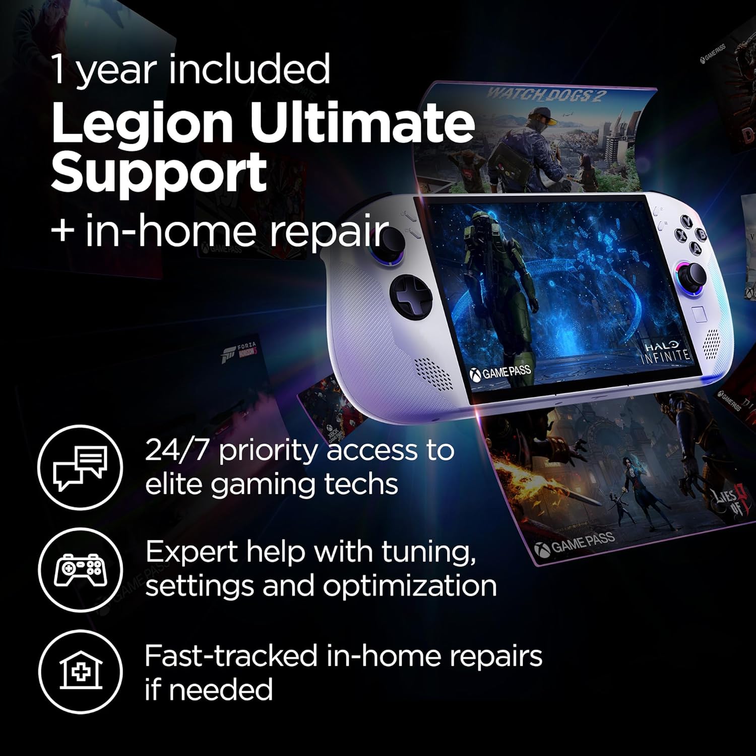 Lenovo Legion Go S - 2025 - Mobile Gaming Console - AMD Radeon graphics - 8" PureSight IPS Display - 120Hz - AMD Ryzen™ Z2 Go - 16GB Memory - 512GB Storage - Glacier White - Free PC Game Pass - Image 10