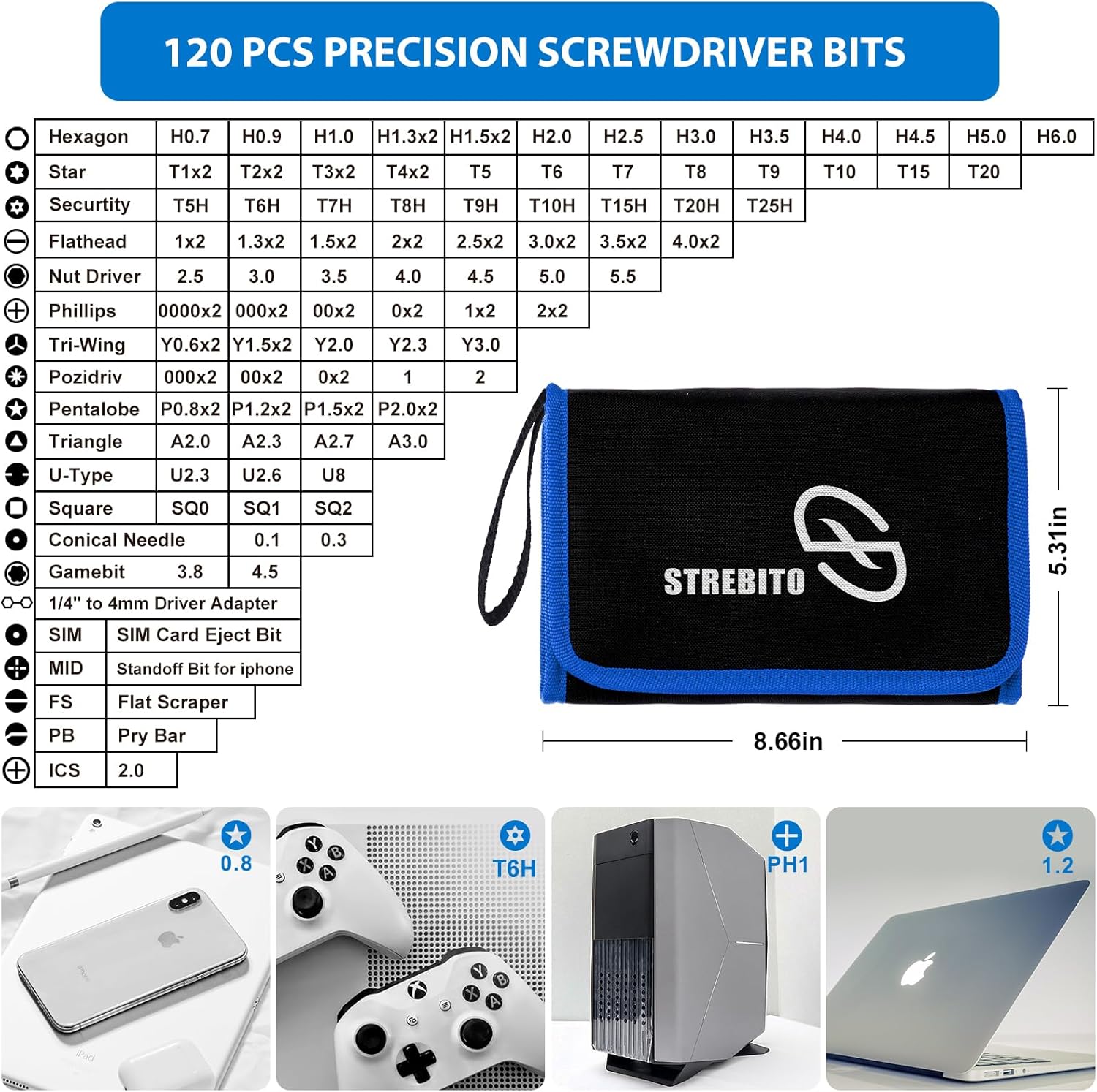 STREBITO Electronics Precision Screwdriver Sets 142-Piece with 120 Bits Magnetic Repair Tool Kit for iPhone, MacBook, Computer, Laptop, PC, Tablet, PS4, Xbox, Nintendo, Game Console - Image 2