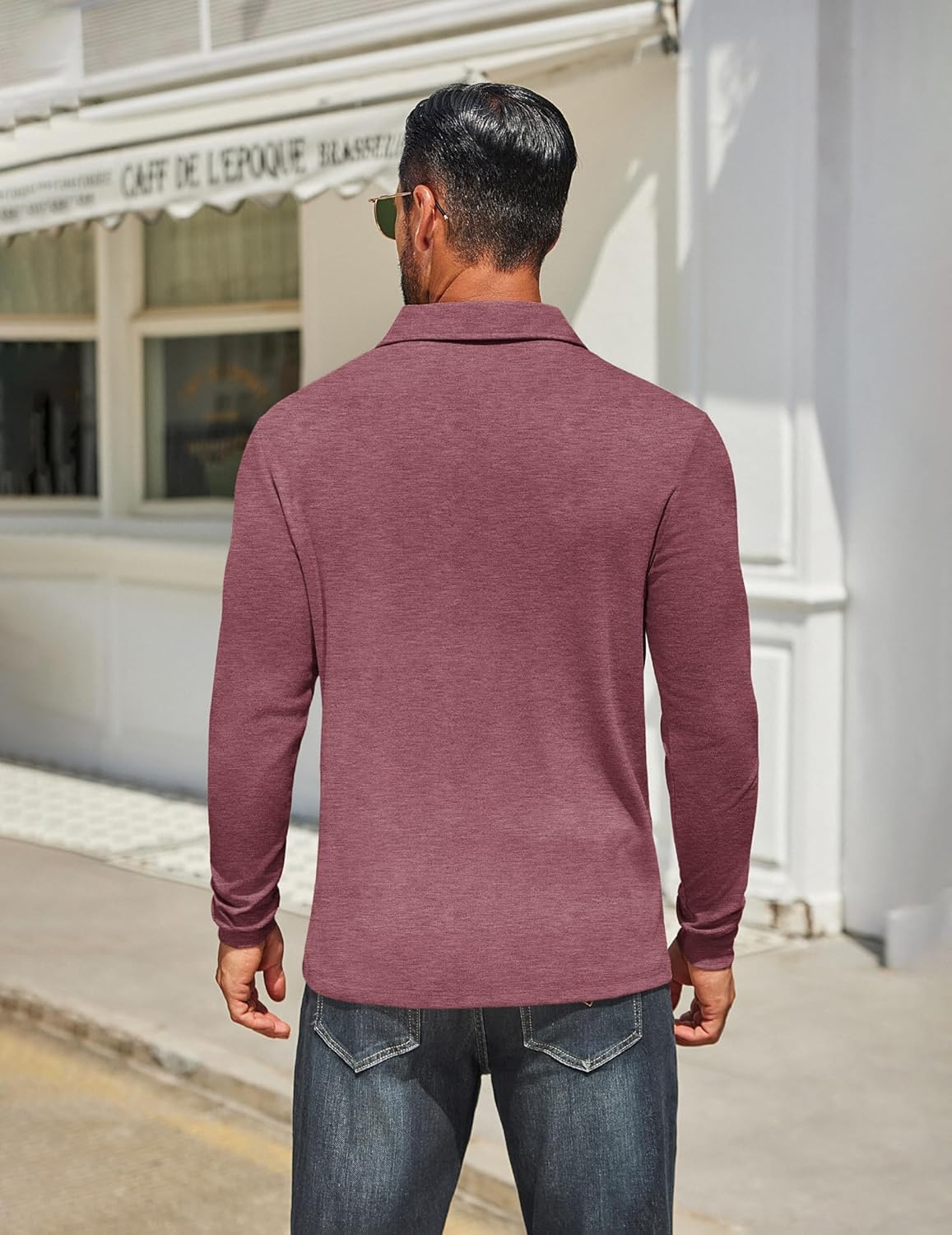 COOFANDY Mens Long Sleeve Polo Shirts Classic Casual Button Polo Tee Lightweight Collared Golf Shirt - Image 3