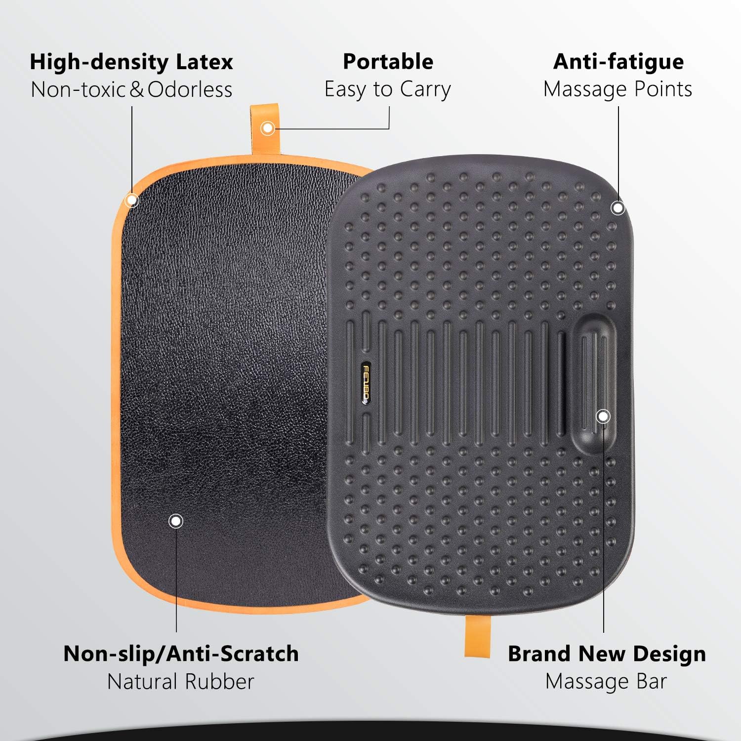 FEZIBO Standing Desk Mat with Anti Fatigue Bar, Wooden Wobble Balance Board with Ergonomic Design Comfort Floor Mat - Image 4