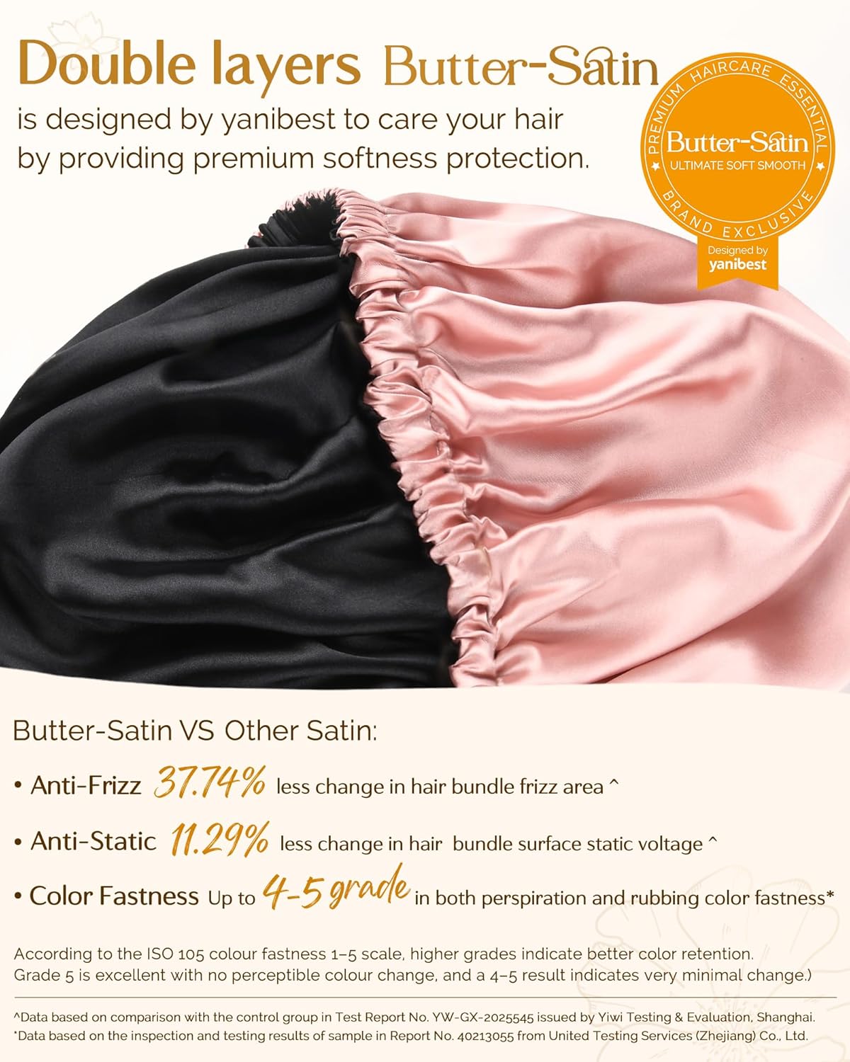 YANIBEST Adjustable Satin Bonnet Double Layer Hair Bonnet for Sleeping Bonnets for Women Hats Curly Natural Hair, Blush Pink - Image 4