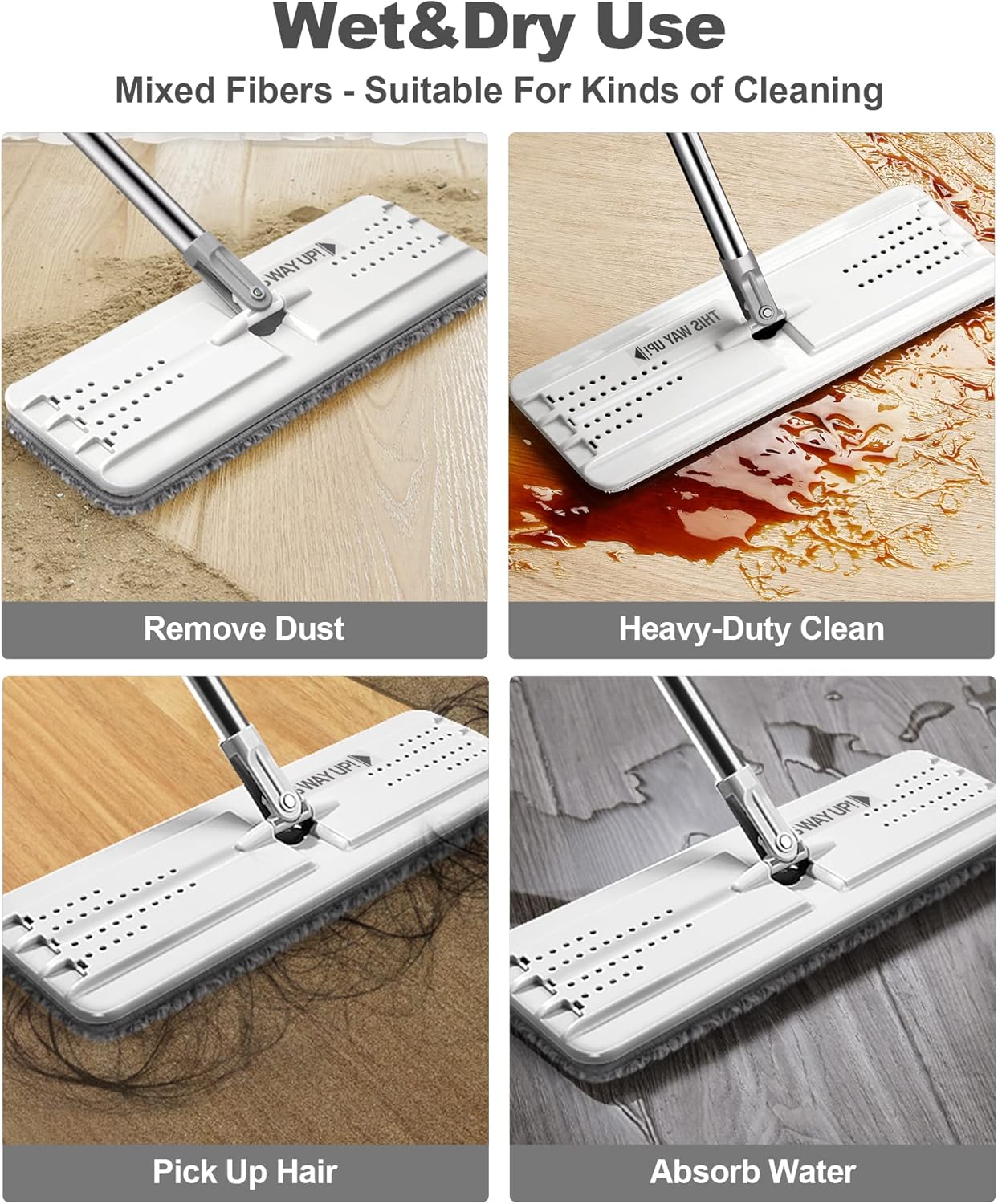 JOYMOOP Mop and Bucket Set, Hands-Free Flat Floor Mop with 3 Washable Microfiber Pads, Wet and Dry Use, Ideal for Home and Commercial Floor Cleaning - Image 7