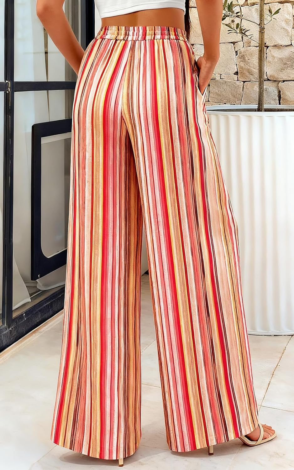 PRETTYGARDEN Womens Pants Elastic Waist Floral Lightweight Palazzo Pants for Women Casual Lounge Wide Leg Pants Woman - Image 6