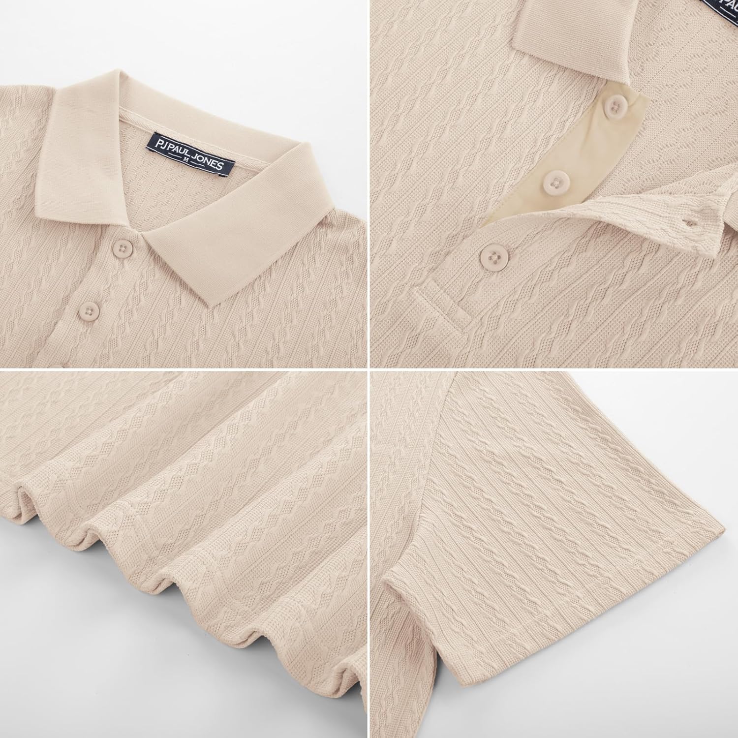 PJ PAUL JONES Men's Textured Short Sleeve Polo Shirt - Image 5