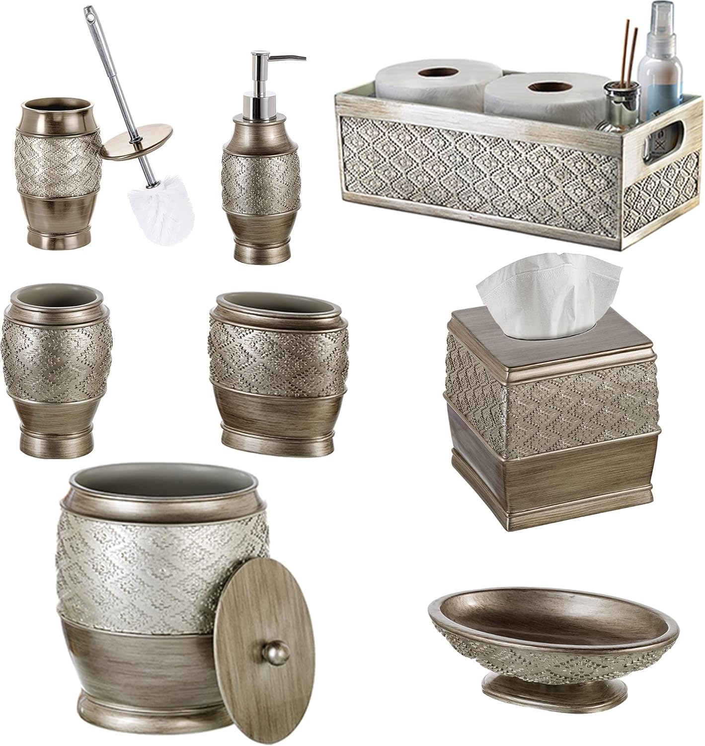 Creative Scents Dublin Silver Bathroom Accessory Set - Brushed Silver Bathroom Sets Accessories - 4 Piece Bathroom Set Includes: Soap Dispenser, Toothbrush Holder, Soap Dish and Tumbler - Image 7