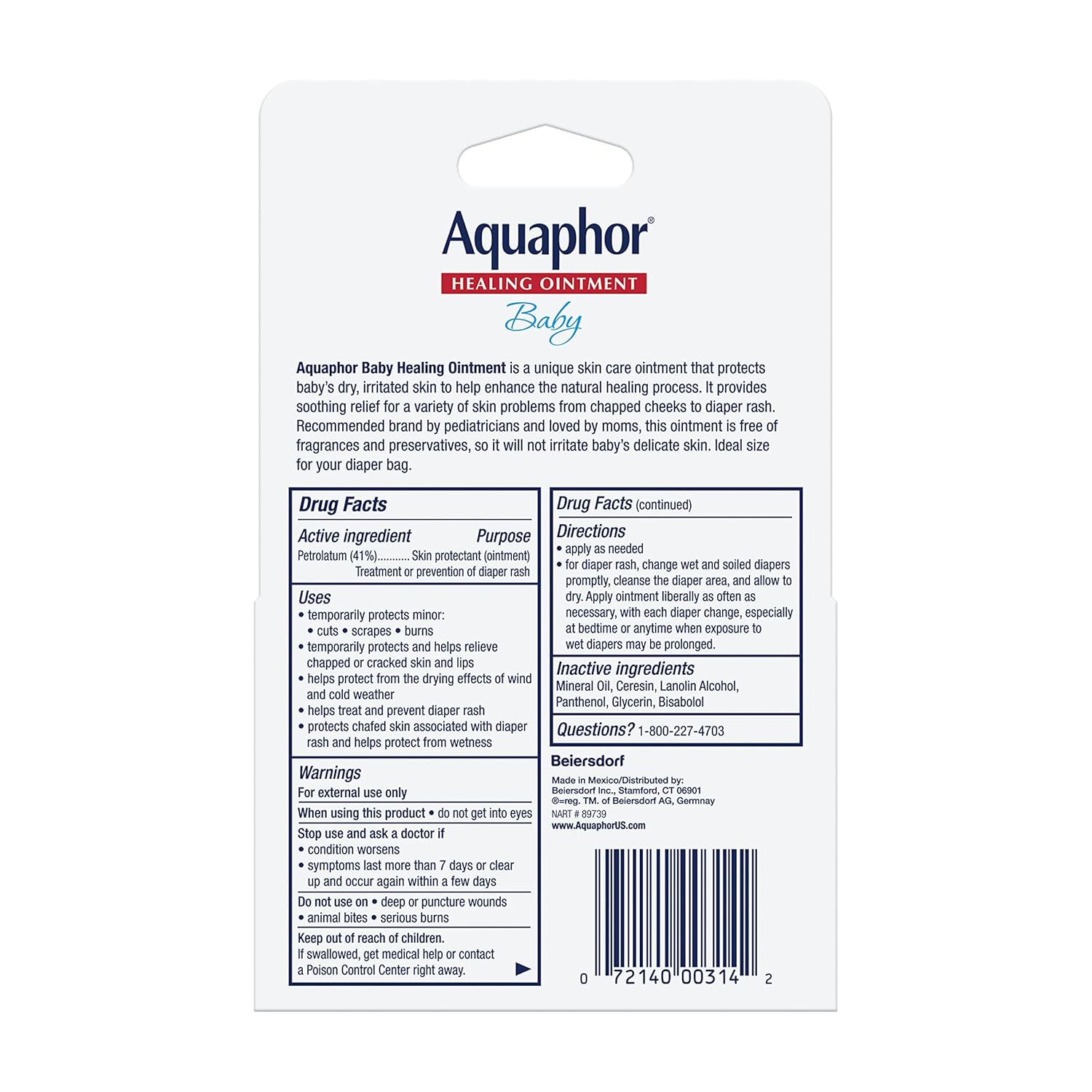 Aquaphor Baby Healing Ointment Advanced Therapy Skin Protectant for Chapped or Dry Skin, Drool Rash and Diaper Rash Ointment, Hypoallergenic Baby Essentials, Travel Size, 0.35 Oz Tube, Pack of 2 - Image 9