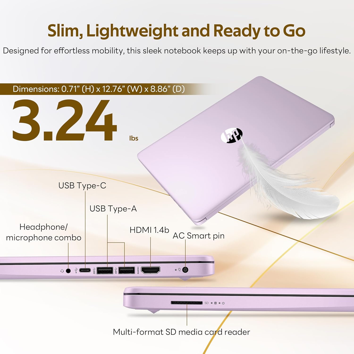 HP Flagship 14" HD Student&Business Laptop with AI Copilot, 13th Gen Intel 4-Core, 4GB RAM, 1.12TB Storage (128GB UFS + 1TB Docking Station), 1 Year Office 365, Wi-Fi 6, Win 11 S, Lavender Purple - Image 9