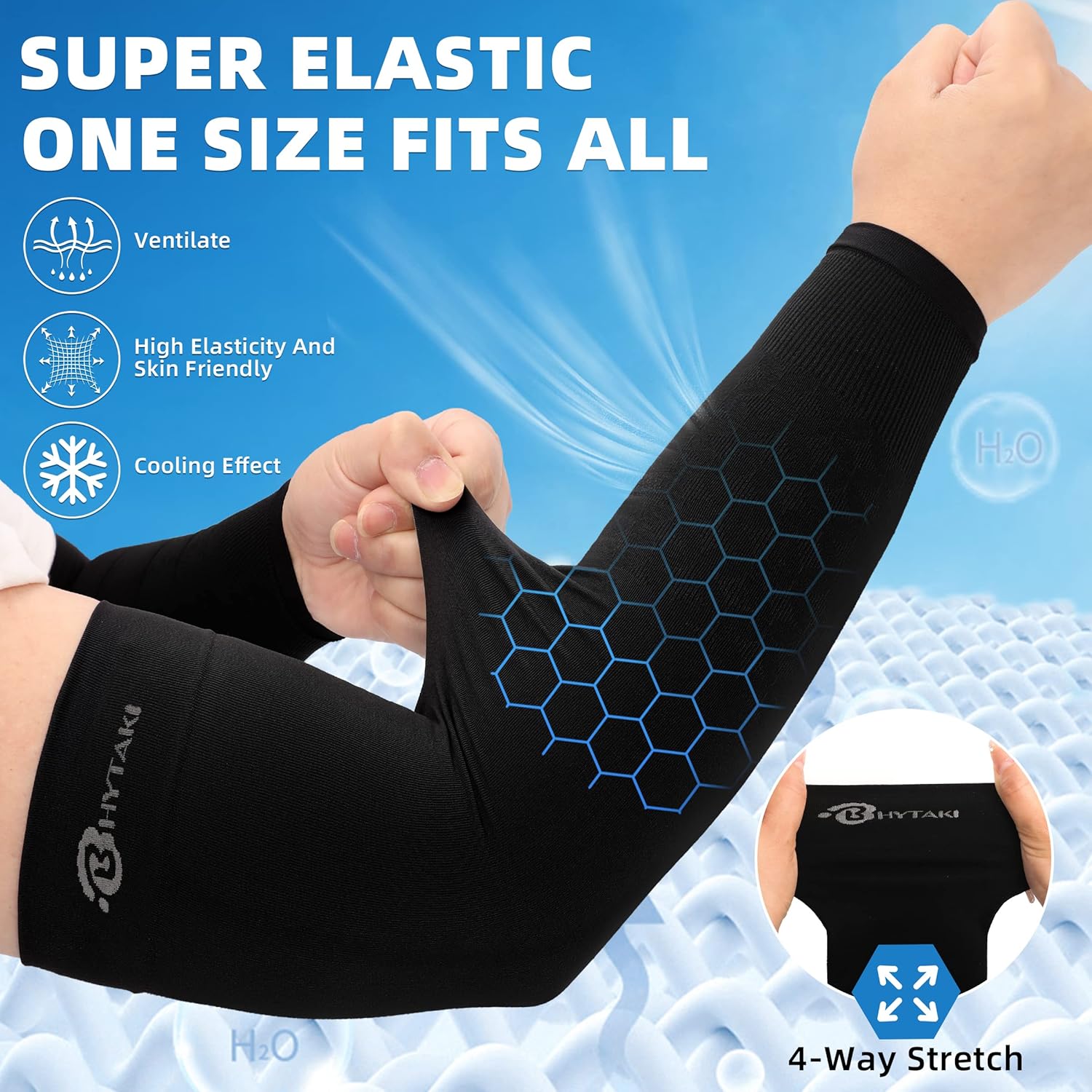 BHYTAKI UV Sun Protection Arm Sleeves, UPF 50 Sports Cooling Arm Compression Sleeves for Men Women Teenager - Image 3