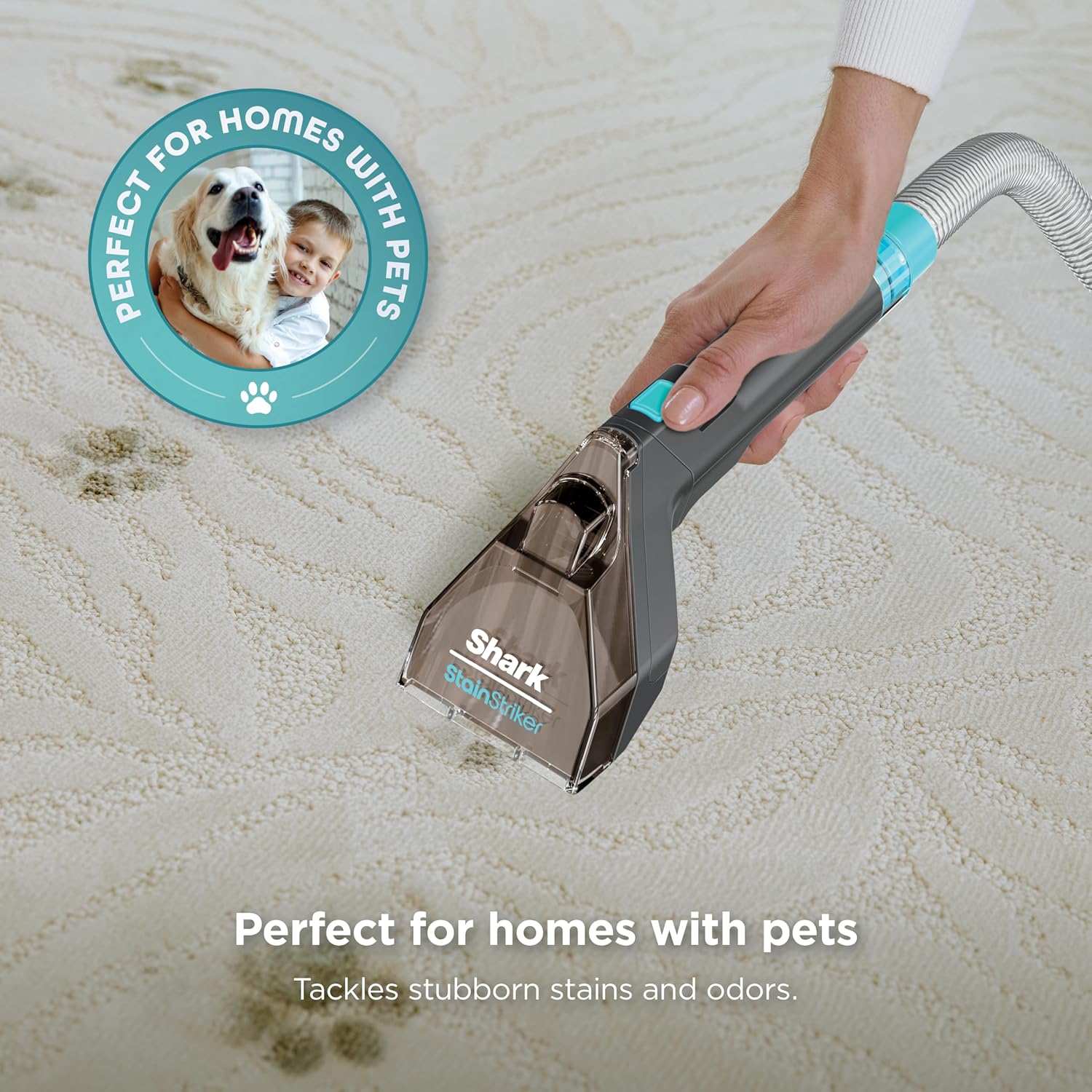 Shark StainStriker Portable Carpet & Upholstery Cleaner with On-Board Self-Cleaning, Spot, Stain, & Odor Eliminator, Includes 2 Cleaning Tools, 2 Cleaning Solutions, Charcoal, PX221BRN - Image 6