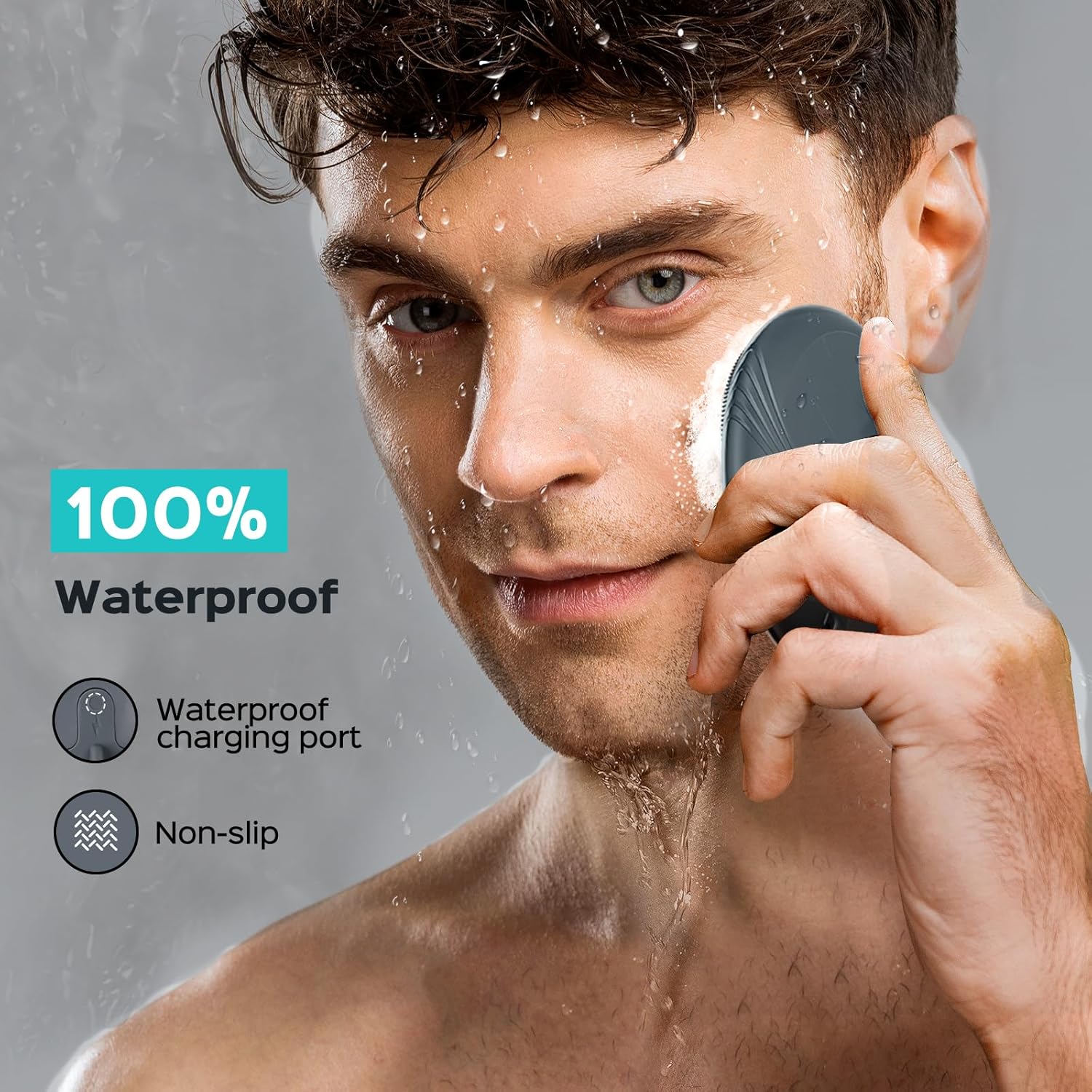 COSLUS FBS01 Facial Cleansing Brush Face Scrubber: Portable Silicone Waterproof Rechargeable Face Wash Brush, 5 Cleansing Modes, Electric Deep Cleaning for Men & Women, Removing Blackhead Exfoliating - Image 5